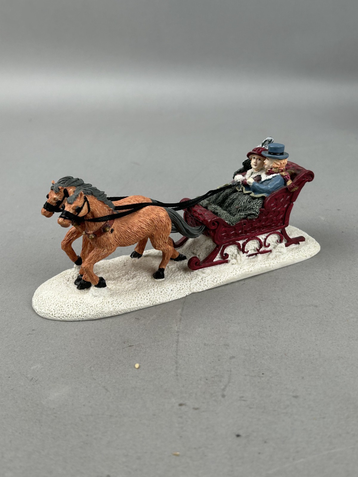 Vintage 1991 Mervyn’s Village Square Christmas Horse Drawn Sleigh Ride Figurine