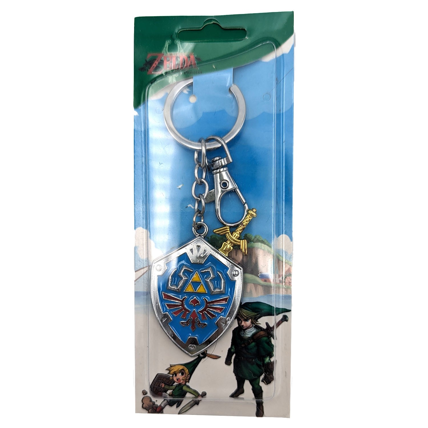 New Hylian Shield & Insertable Sword THE LEGEND OF ZELDA 2 inch Keychain Pendant