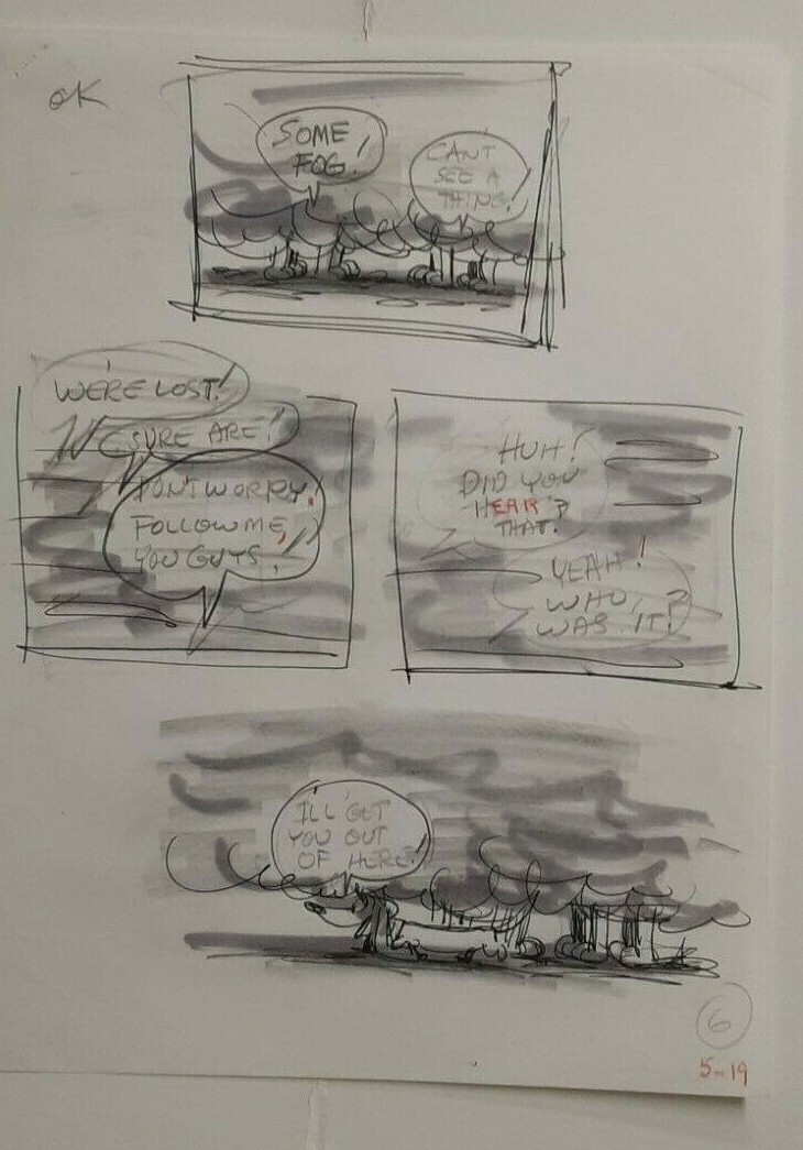 WALT DISNEY ORIGINAL DAILY COMIC STRIP DRAWING OF “SCAMP” by Bill Berg 5/19/79