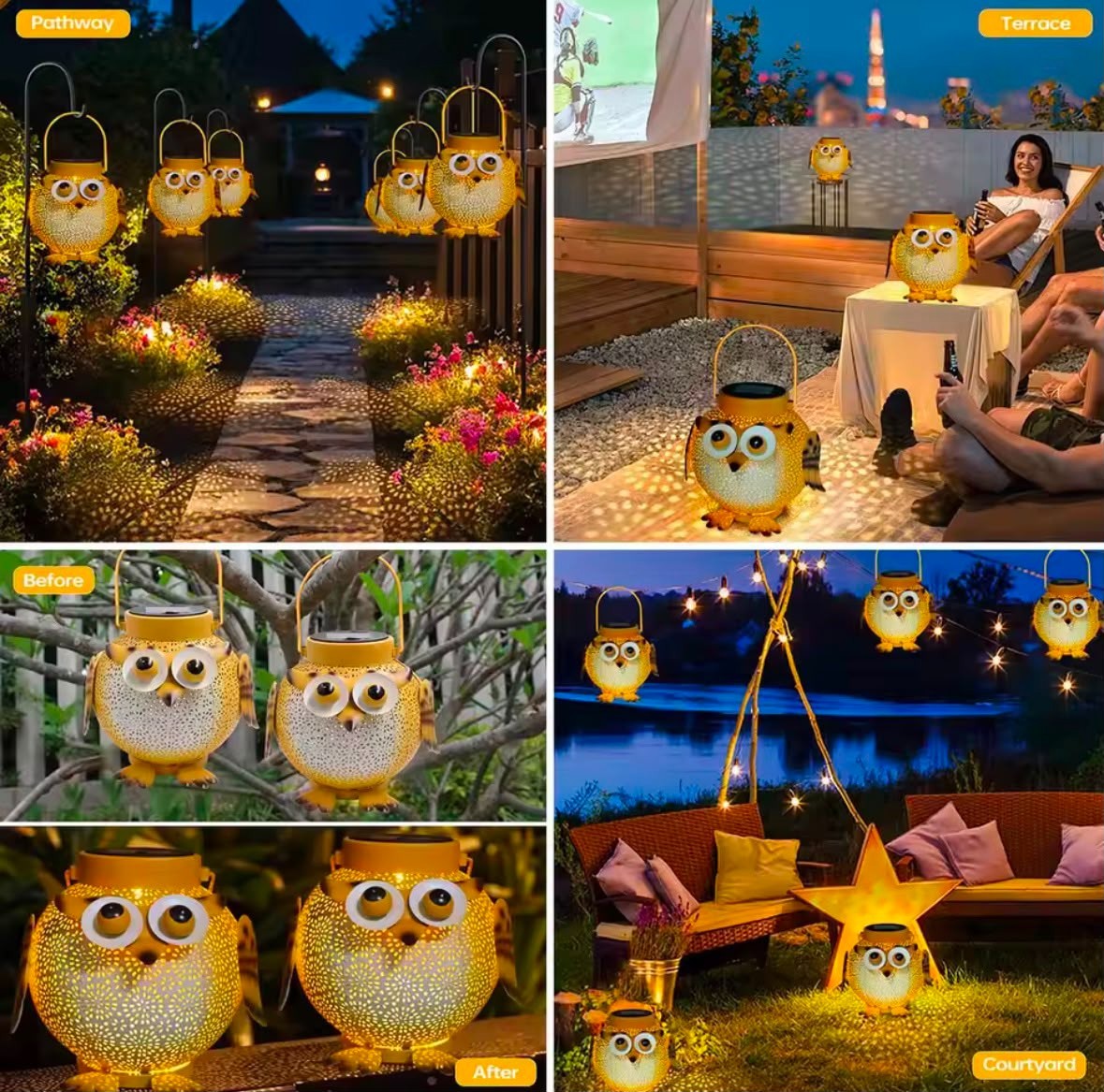 Solar Hanging Owl Lantern – Outdoor Garden Decorative Light