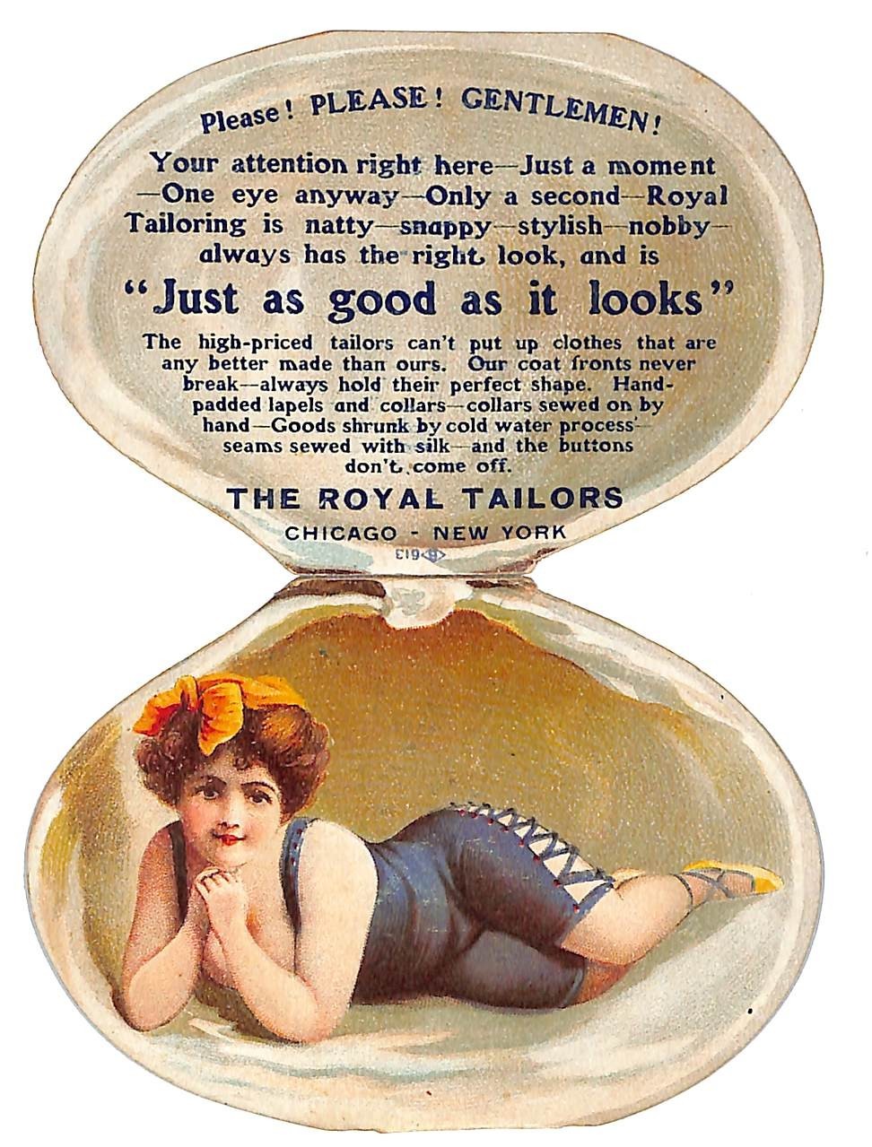 “The Royal Tailors” Chicago New York Clam Shell Shaped Victorian Trade Card VGC