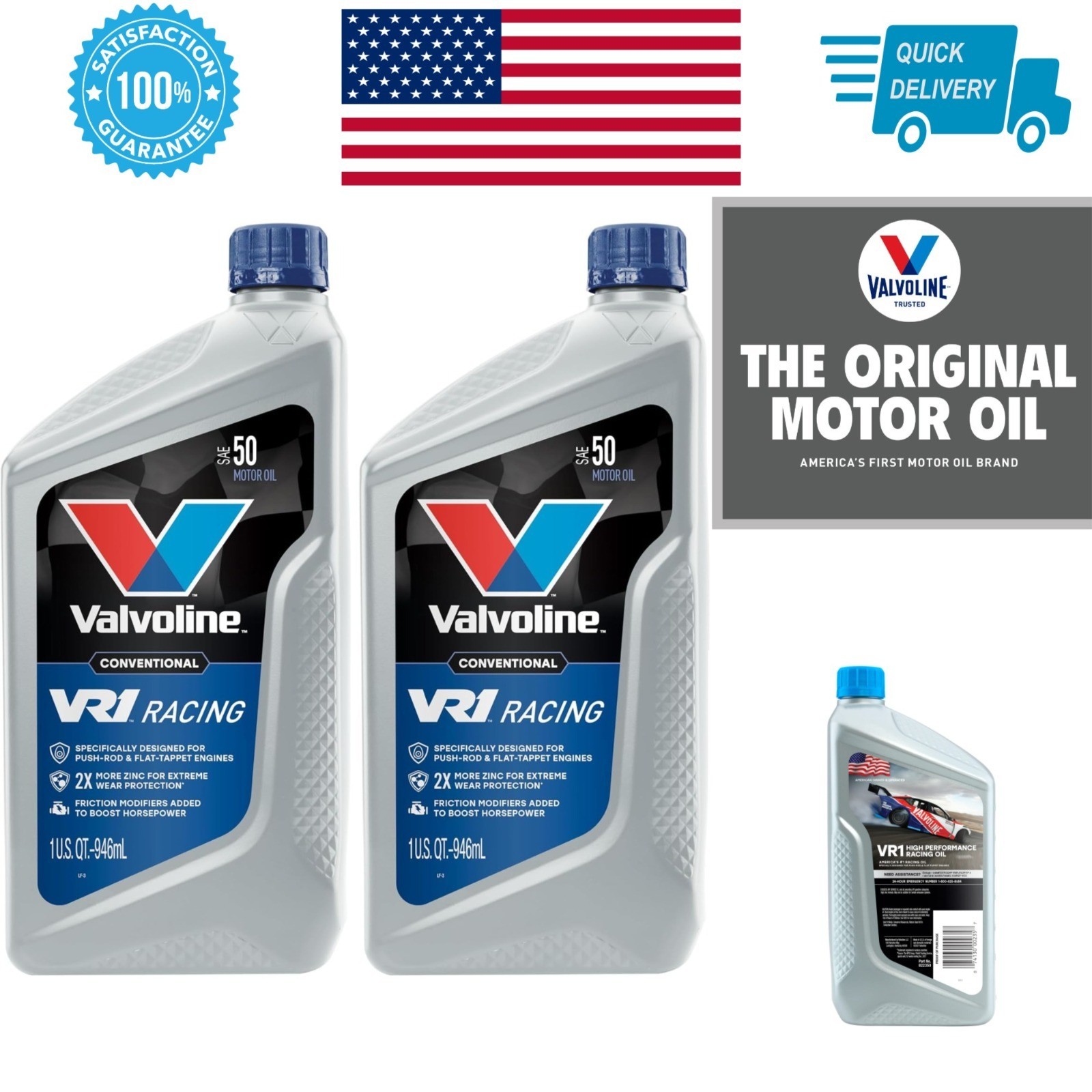 Valvoline VR1 Racing SAE 50 Motor Oil – High Performance (2 Quarts)