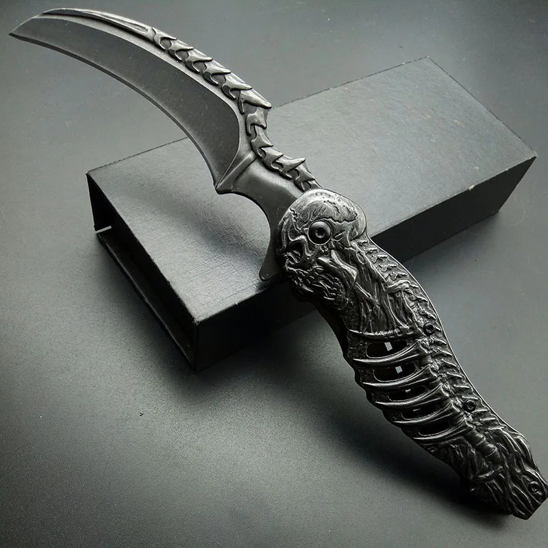 Skeleton Pocket Knife Spring Assisted Grim Reaper Design 8″ Open Folding Knife