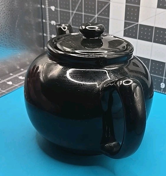 Black Ceramic Earthenware Teapot