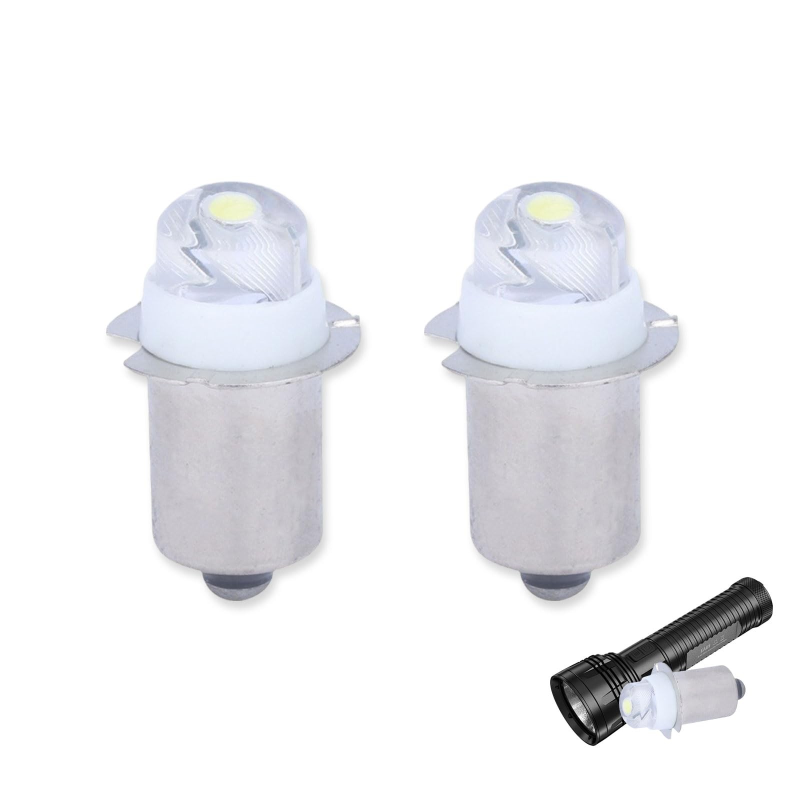 YAFIYGI 2 Pack Flashlight Bulbs 30 Lumen 3-Volt LED 2 Count (Pack of 1), 2pcs