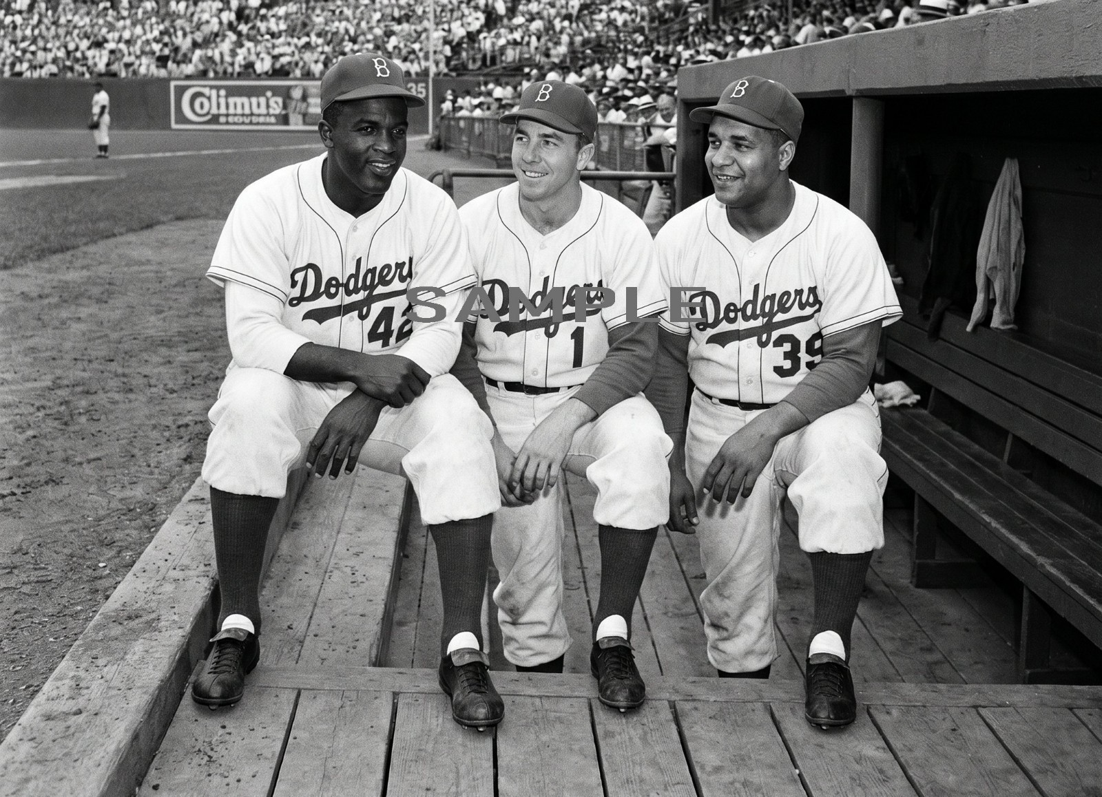 1951 Jackie Robinson REESE & Campanella DODGERS 5X7 Borderless PHOTO 239-D)