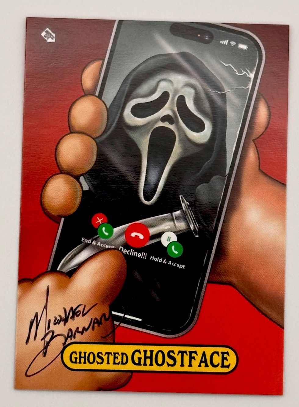 2025 GHOSTED GHOSTFACE Garbage Pail Kids Parody Signed By GPK Artist M. Barnard