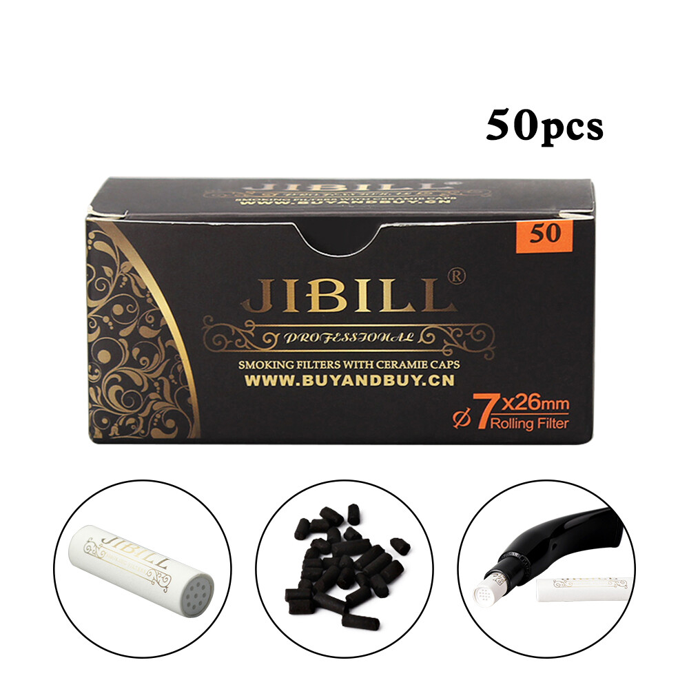 JIBILL Smoking Pipe Filters 7mm Activated Carbon Tobacco Pipe Filter Total 50pcs