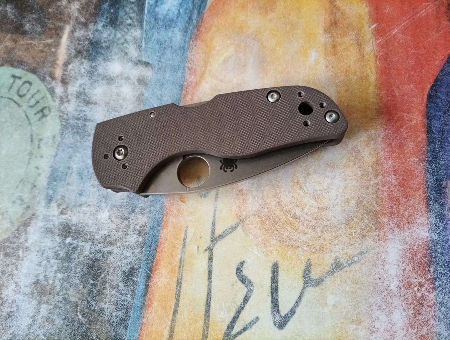Spyderco Lil’ Native CPM-15V Stonewashed Plain Blade, Brown G10 Handle, Backlock