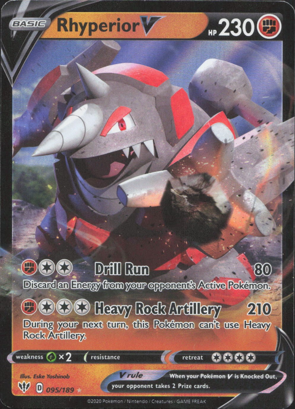 Rhyperior V 095/189 Holo V Rare Darkness Ablaze Pokemon Near Mint