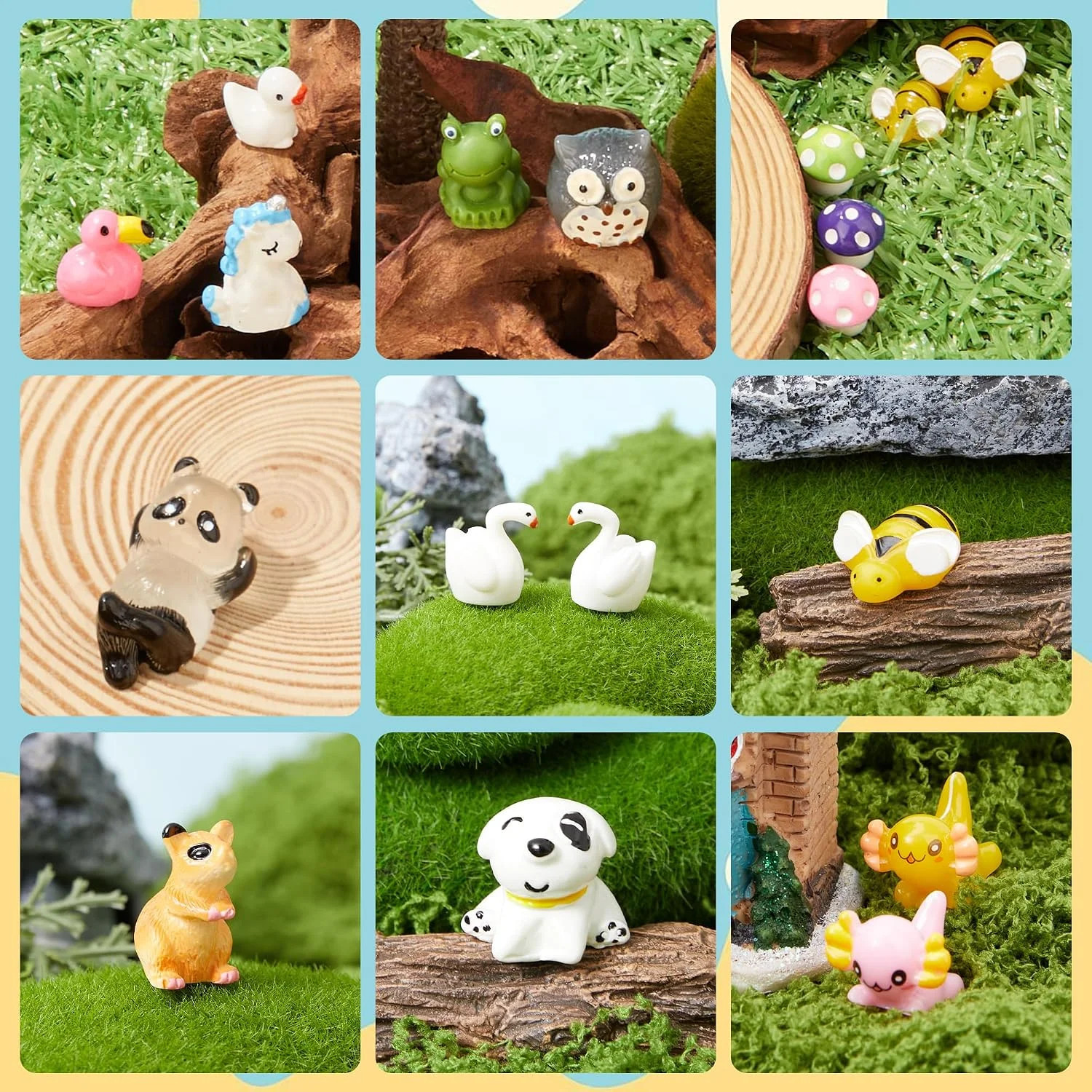 60Pcs Mini Resin Animals Figurines Set, Tiny Mixed Resin Animal Figures & Ducks