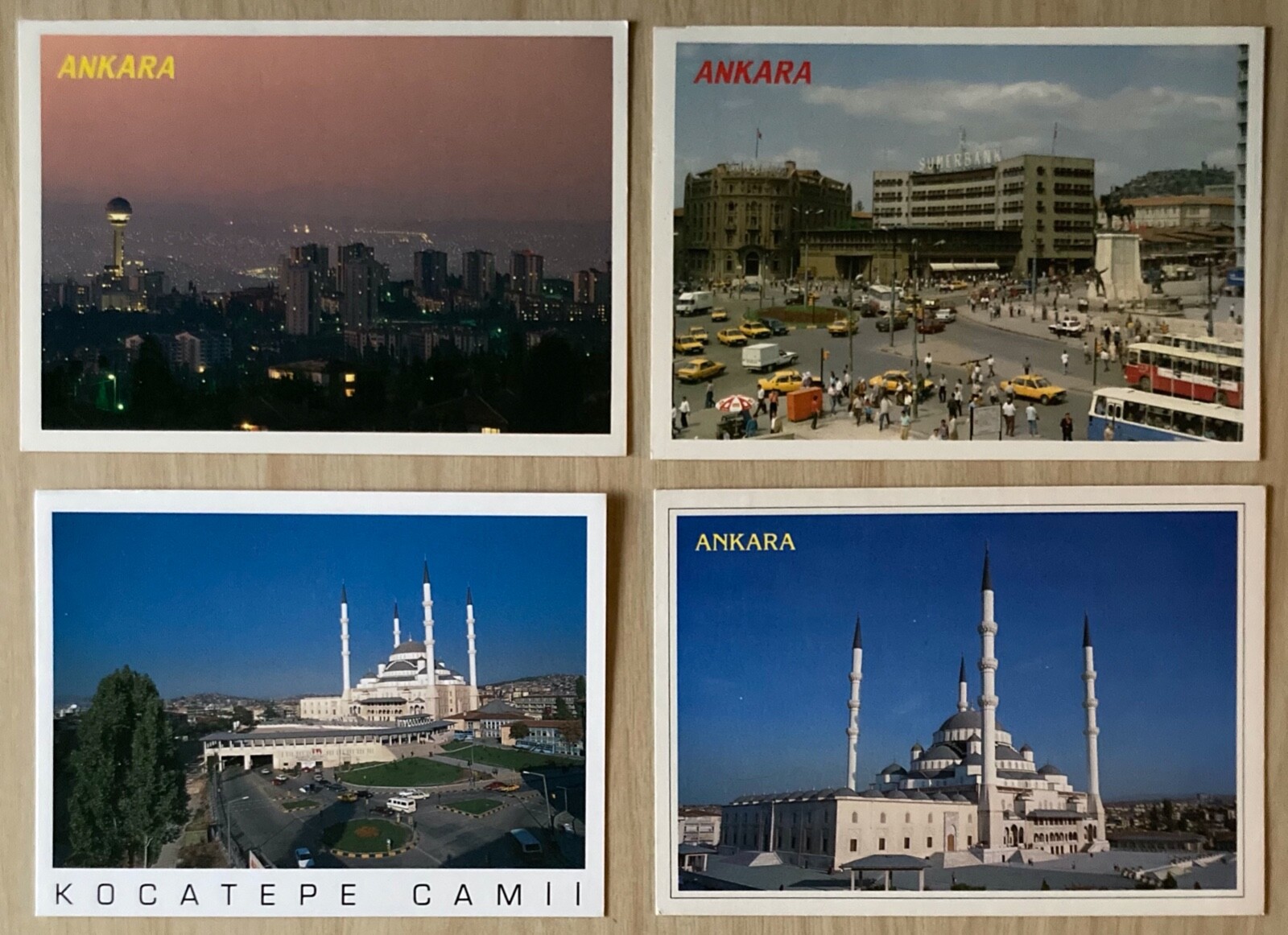 Turkey Ankara Kocatepe Camii Postcard Lot of 4 Turkiye City Scape Large Size
