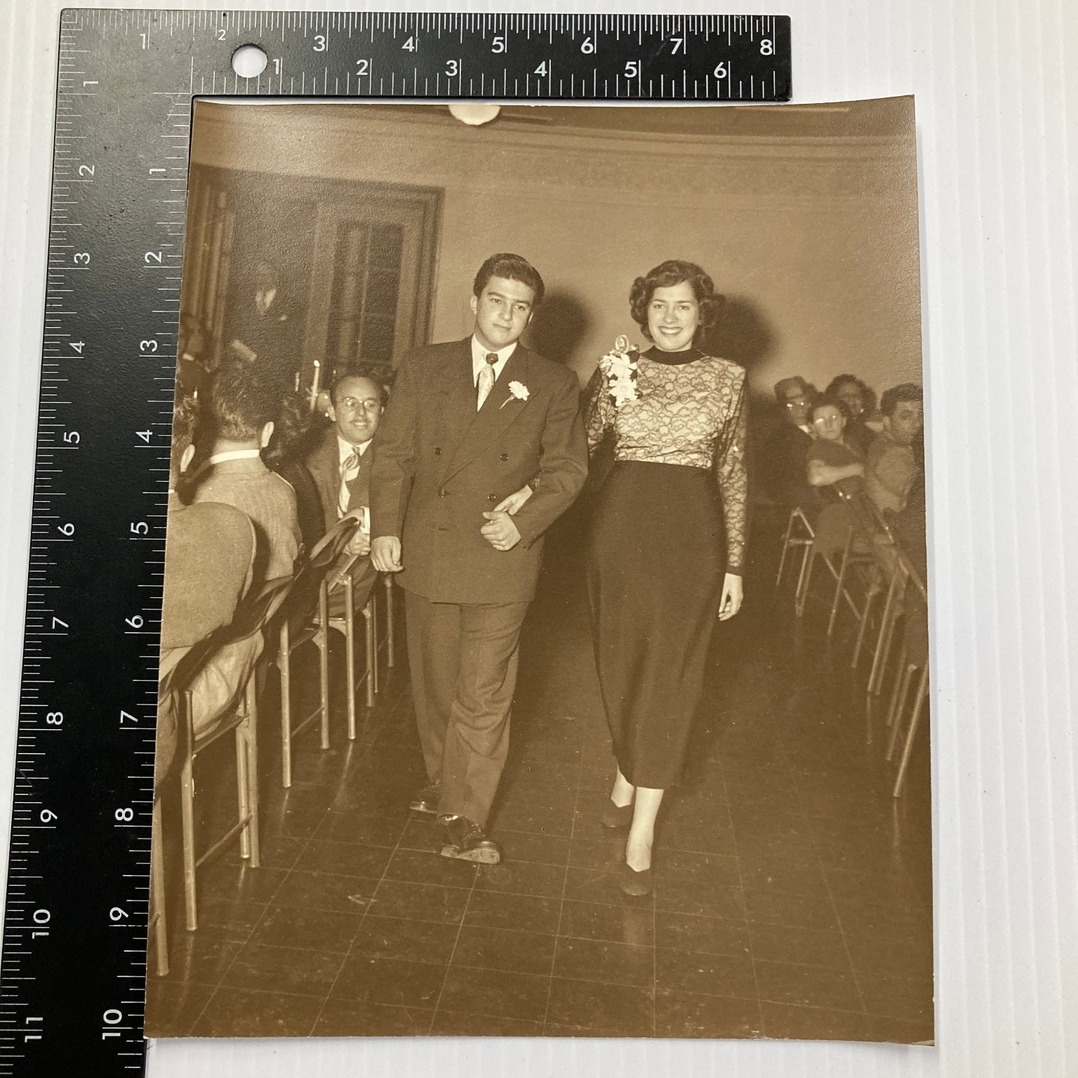Formal Couple 1950s Snapshot Photograph Prom Dance Vintage Fashion