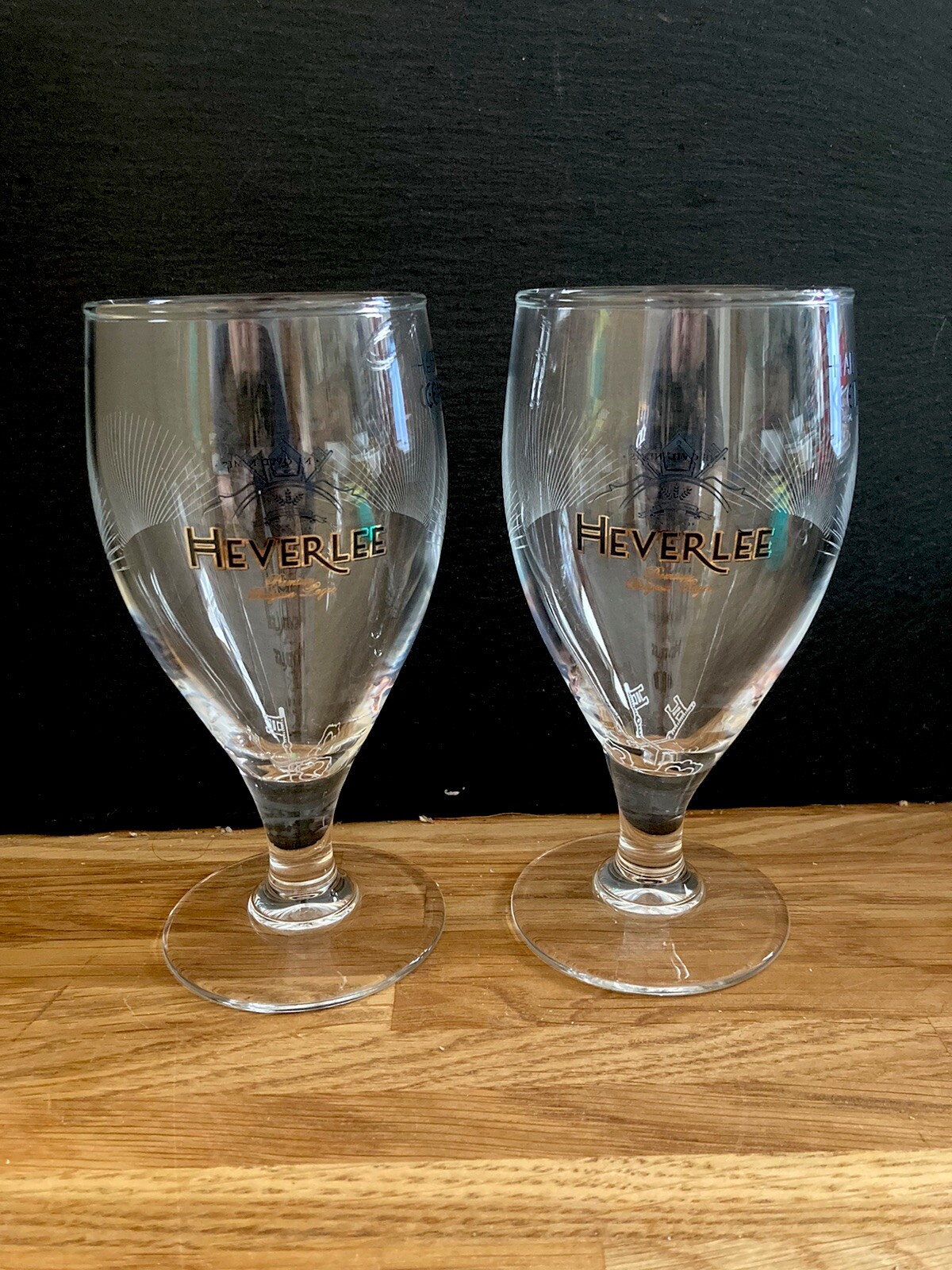 2 X Heverlee Belgian Lager Glasses 1/2 Pint. Home Bar. Mancave Pub