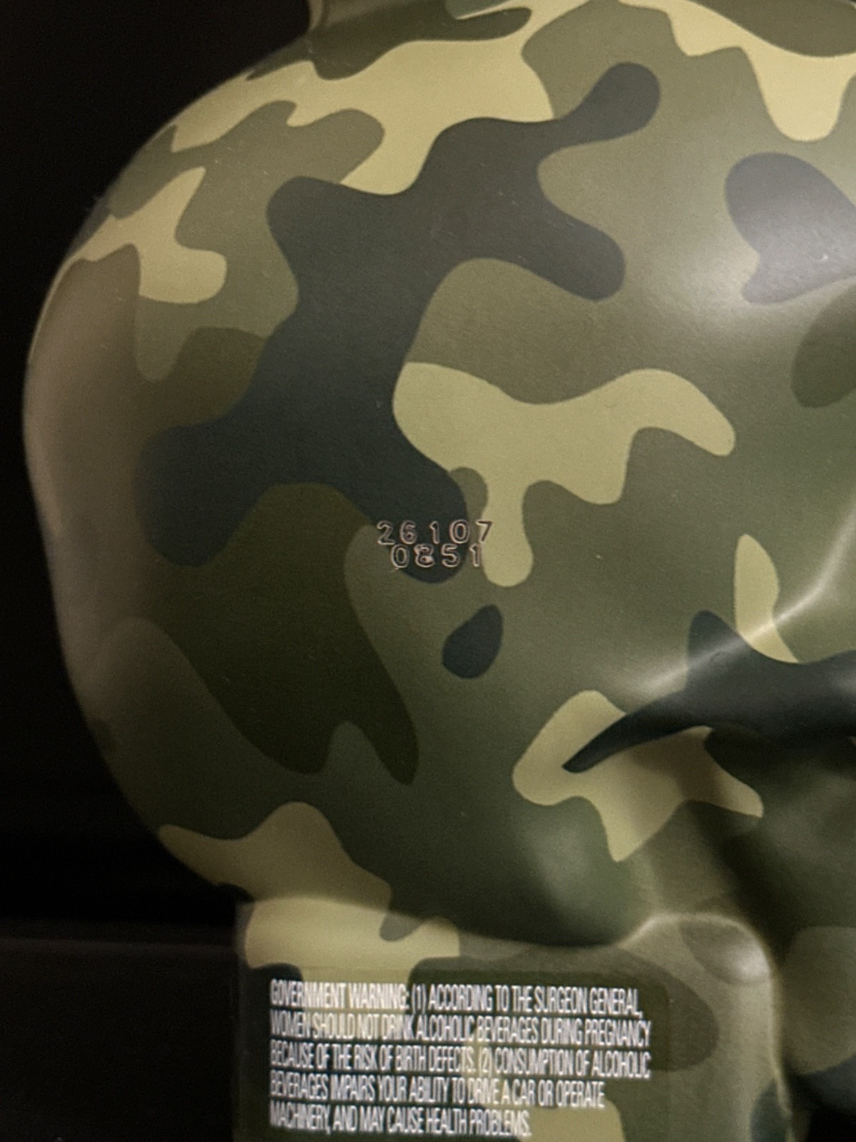 RARE Crystal Head Vodka Limited Edition CAMO skull bottle EMPTY with cap