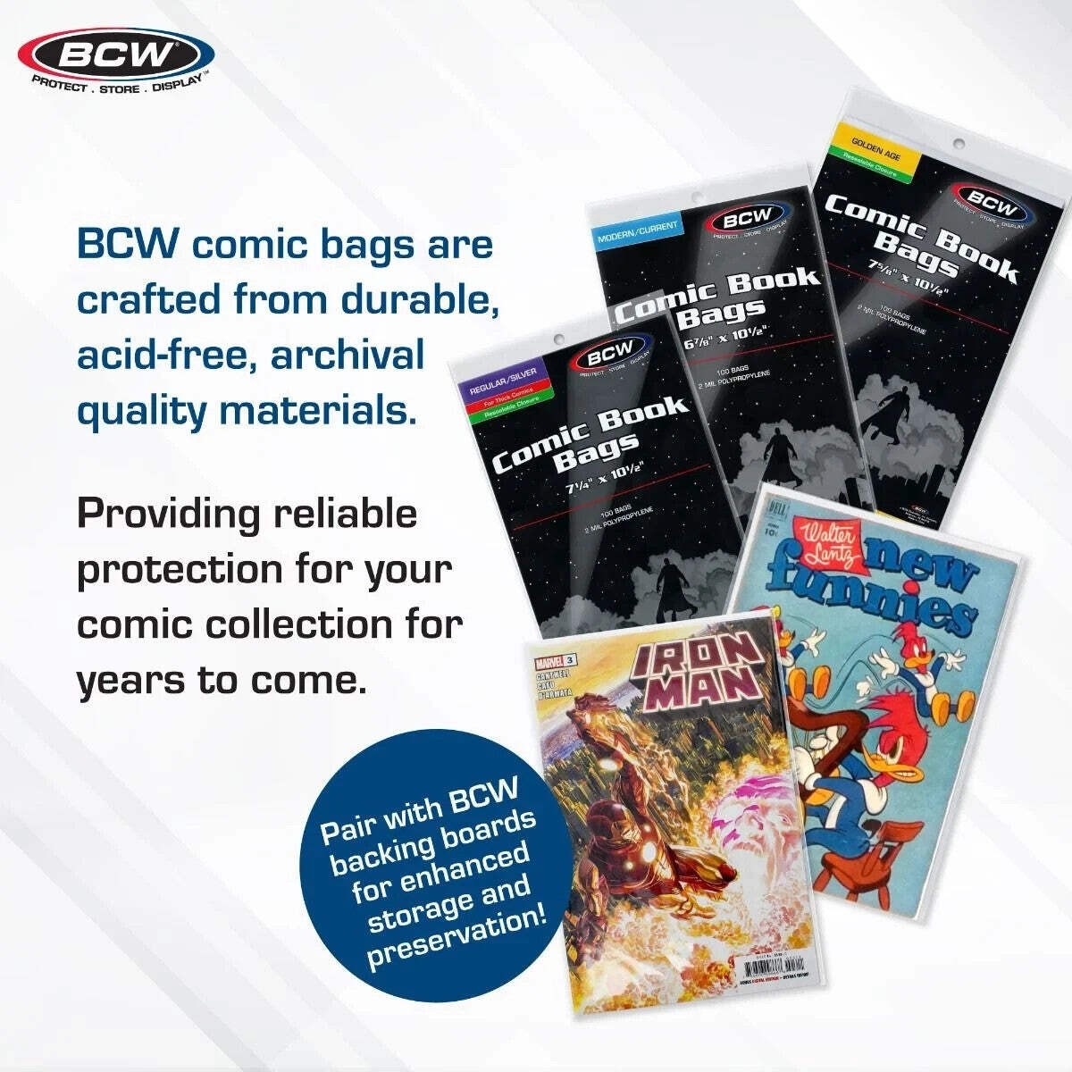 (100ea per pack) BCW Resealable Comic Bags (Current/Modern) NEW
