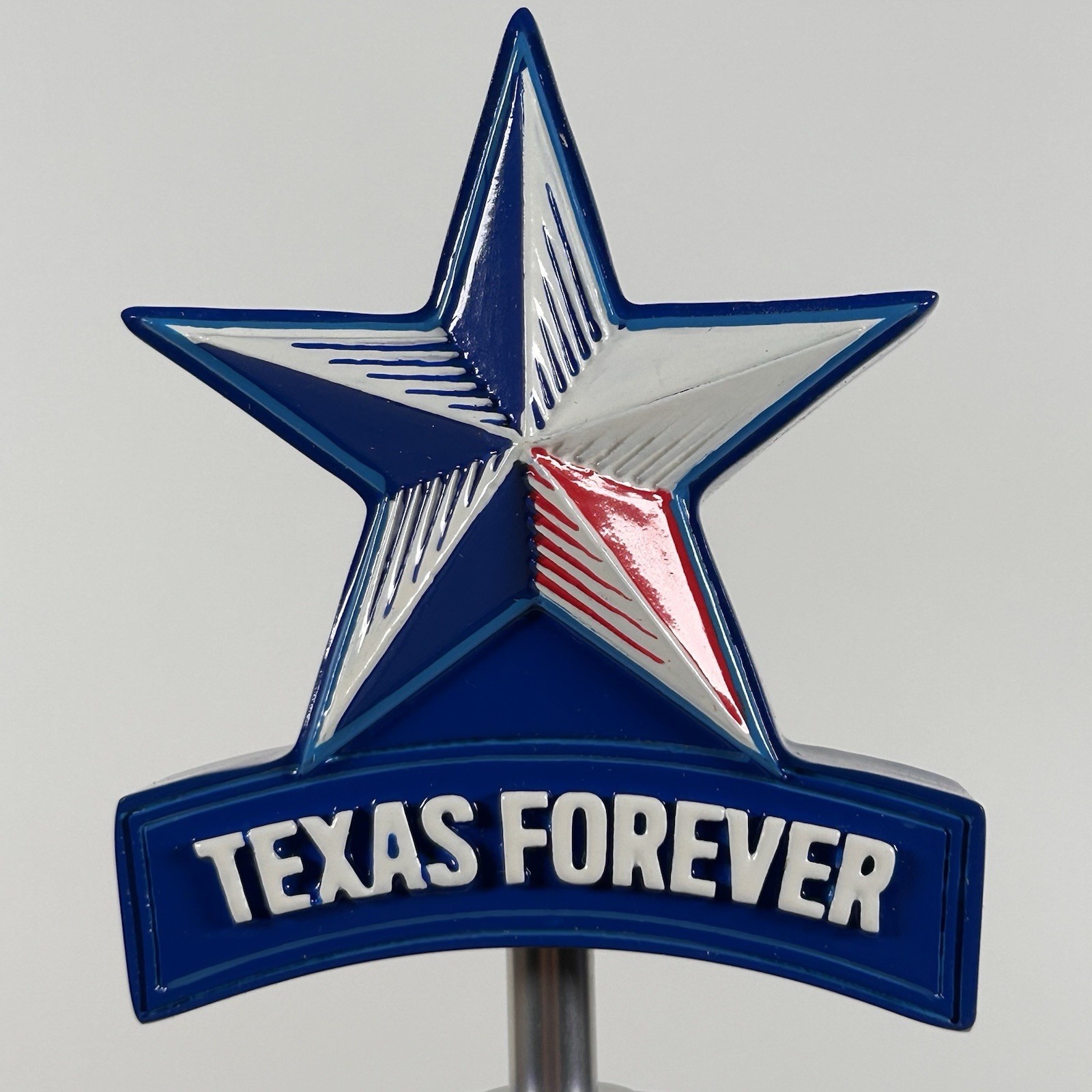 Texas Forever Lone Star Red White & Blue Double Sided Beer Tap Handle Topper