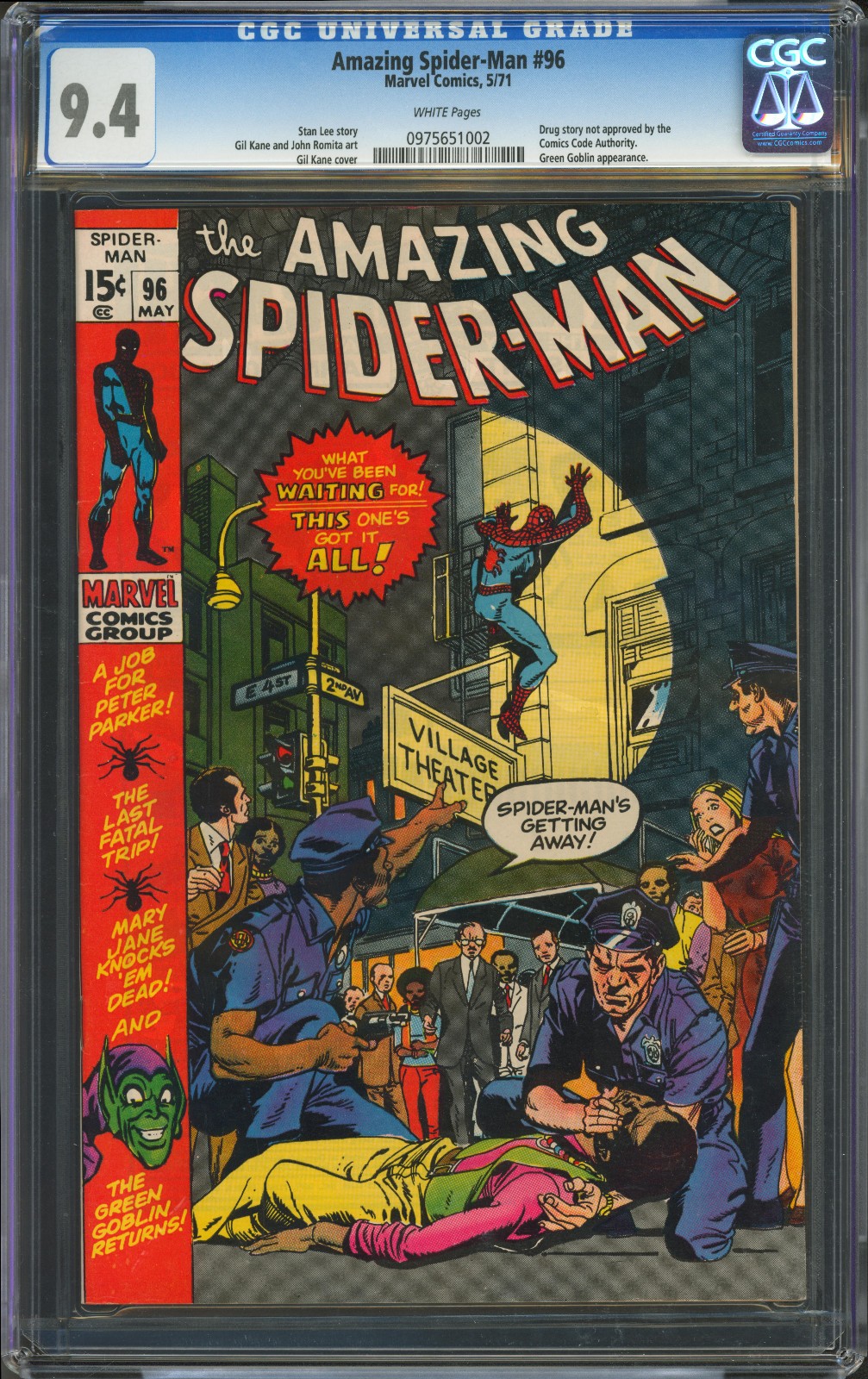 Amazing Spider-Man #96 CGC 9.4 | Marvel Comics 1971 | Green Goblin | Drug Story
