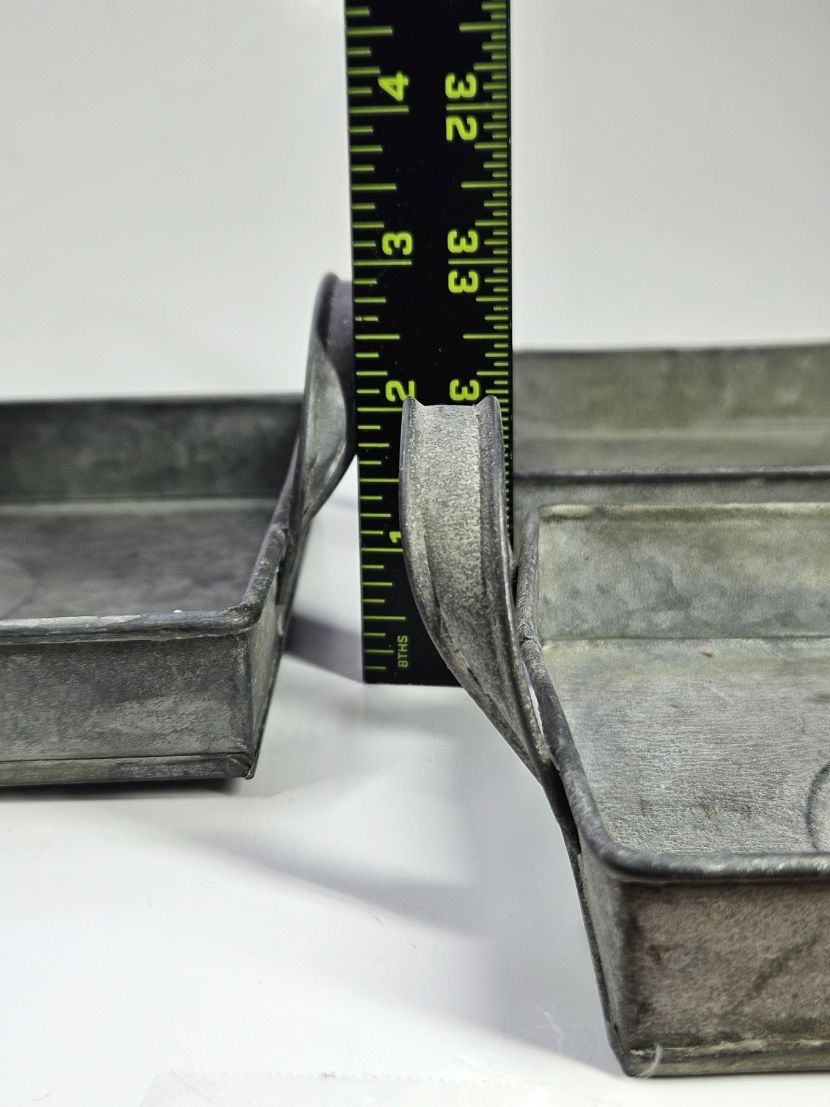 Set/3 Rectangular Rustic Galvanized Steel Heart Stamped Nesting Trays Handles