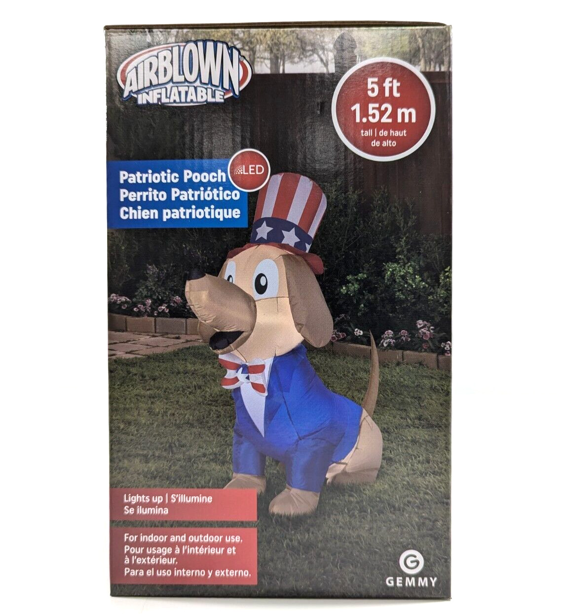 Gemmy Airblown Inflatable 5ft of July Patriotic Pooch Puppy Dog 48973