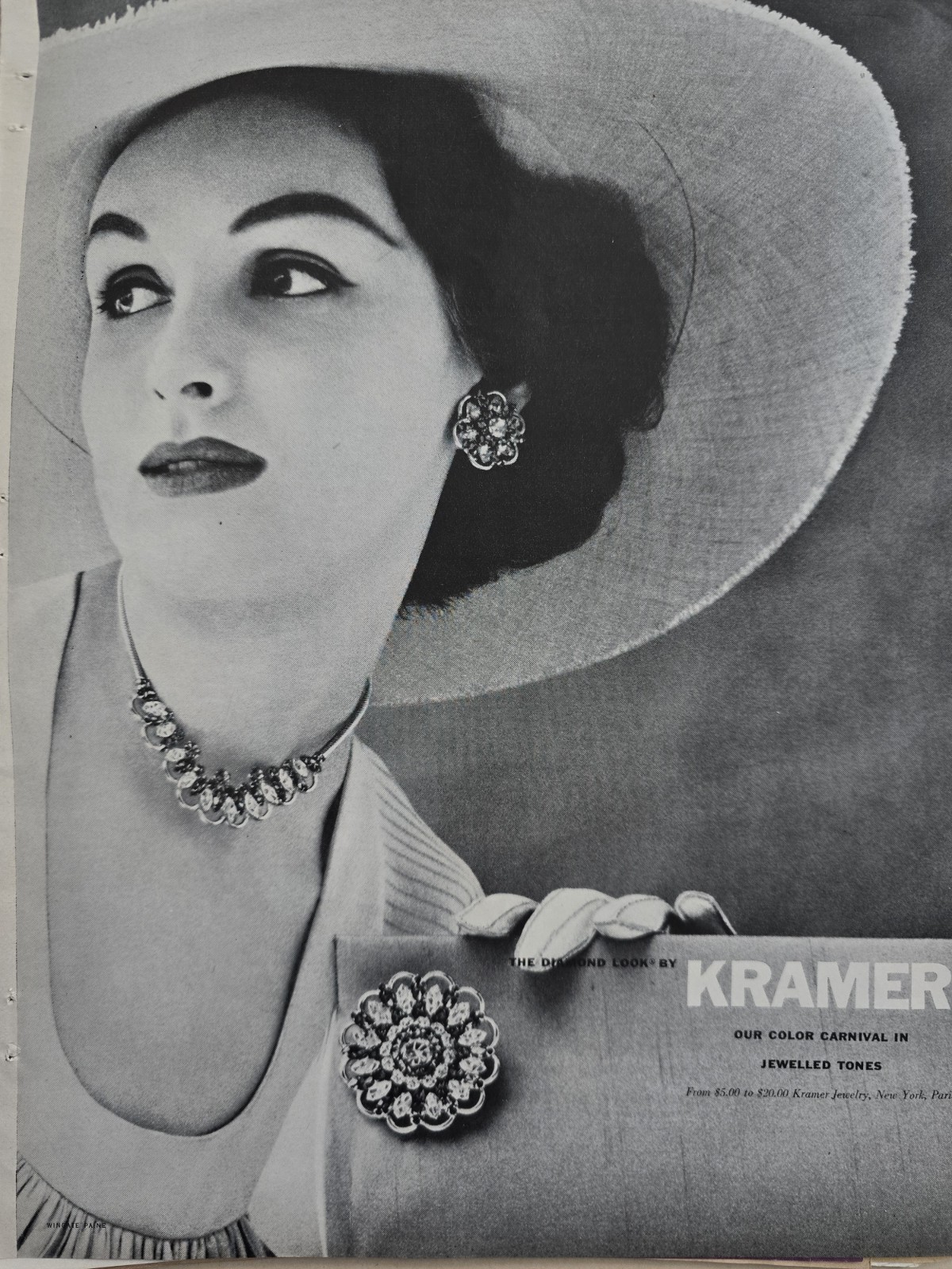 1953 Kramer Necklace Earrings Pin Vintage Jewelled Tones Jewelry ad