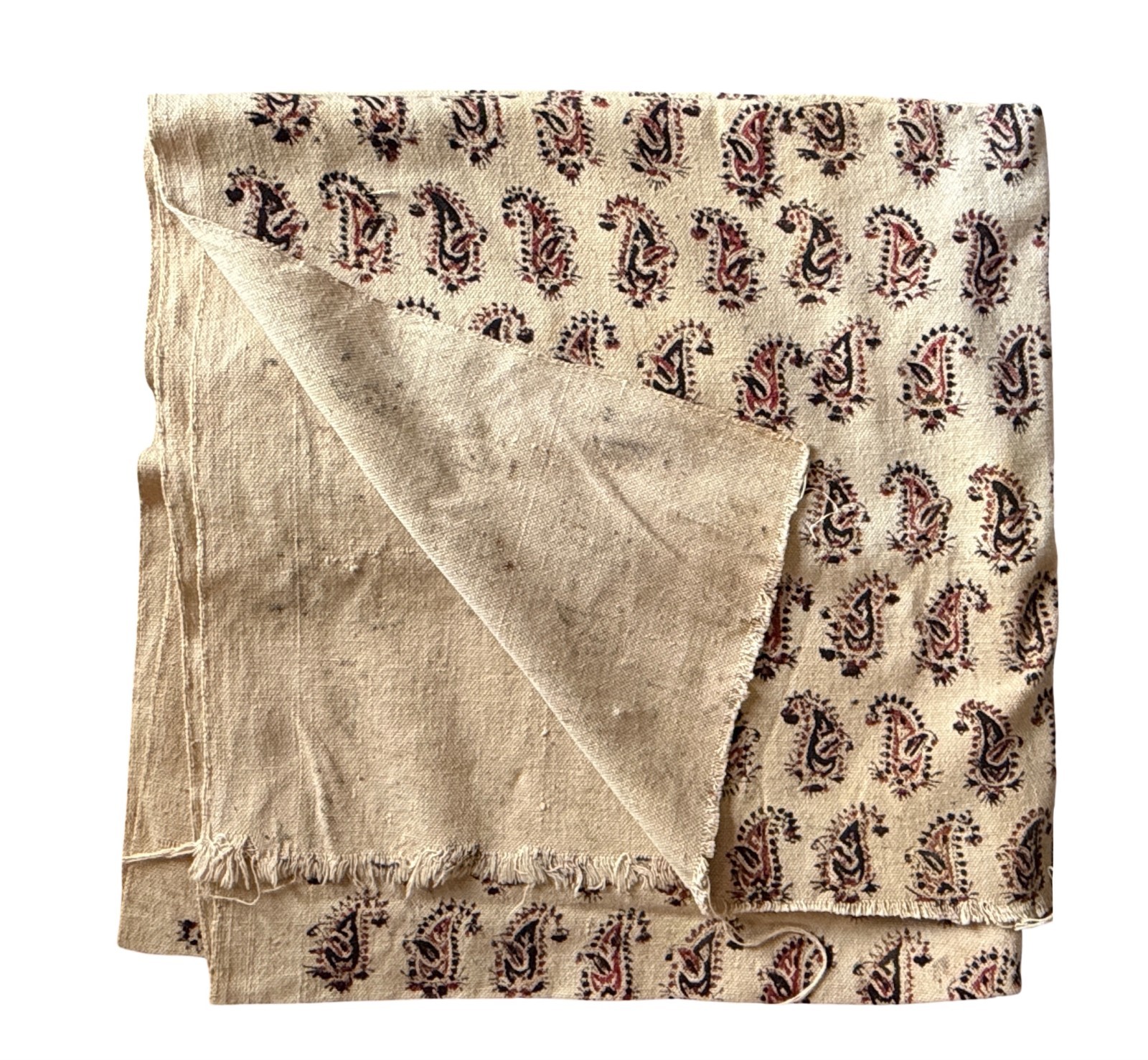 Traditional Indian Hand Block Printed Paisley Fabric 32 x 64″