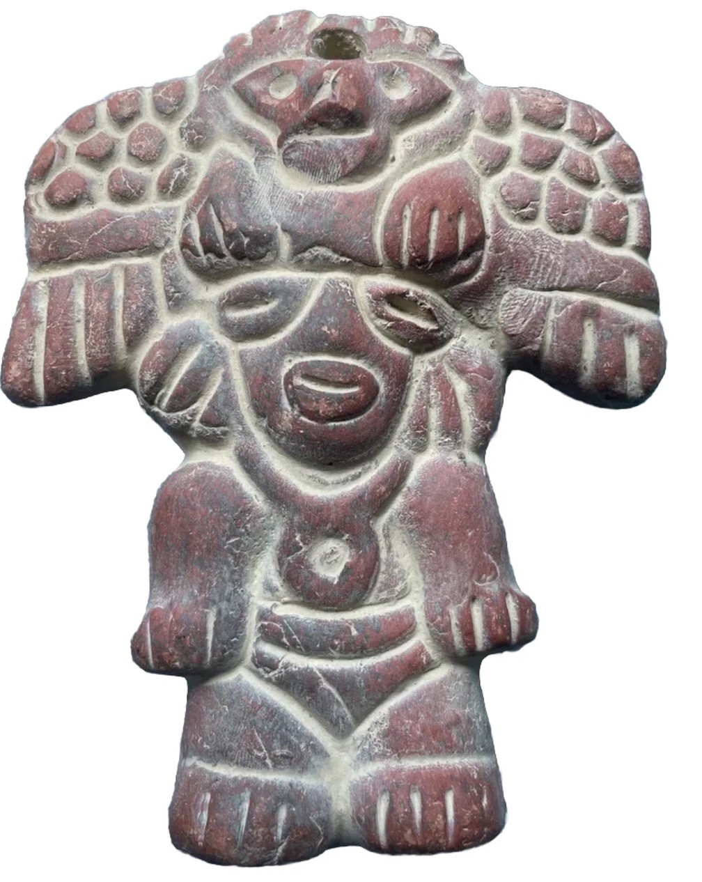 Handmade Vintage Mayan Mexican Goddess Clay Pendant RARE