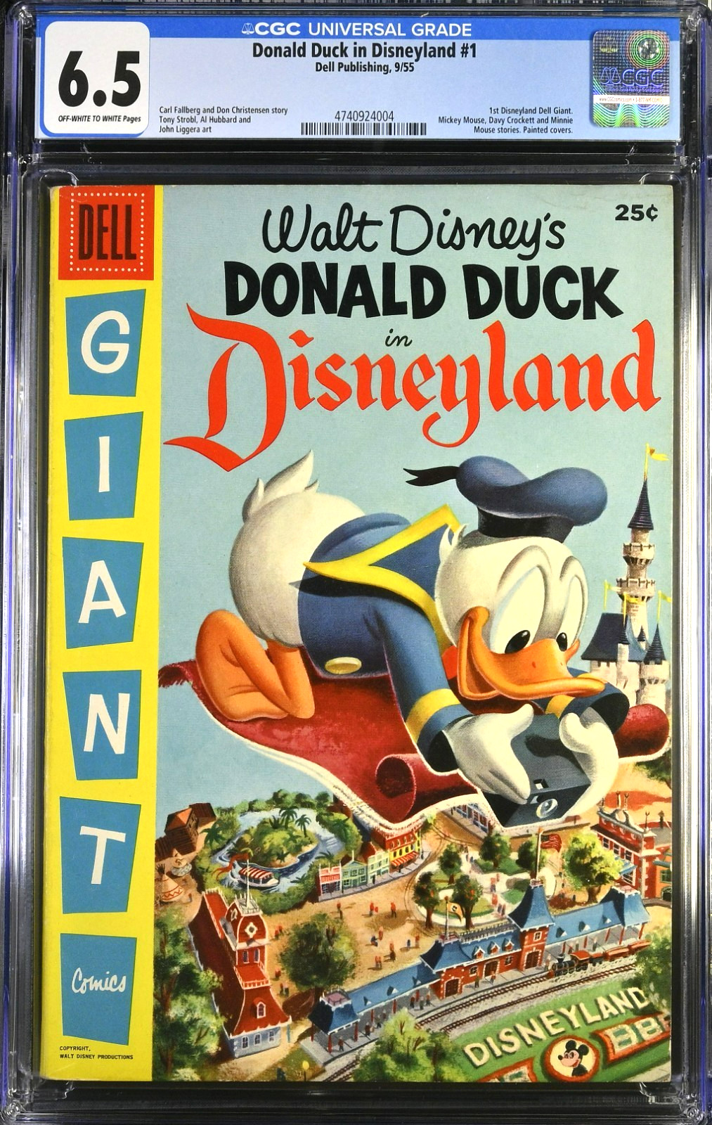 Walt Disney’s Donald Duck in Disneyland #1 CGC 6.5 Sept 1955 Dell Giant