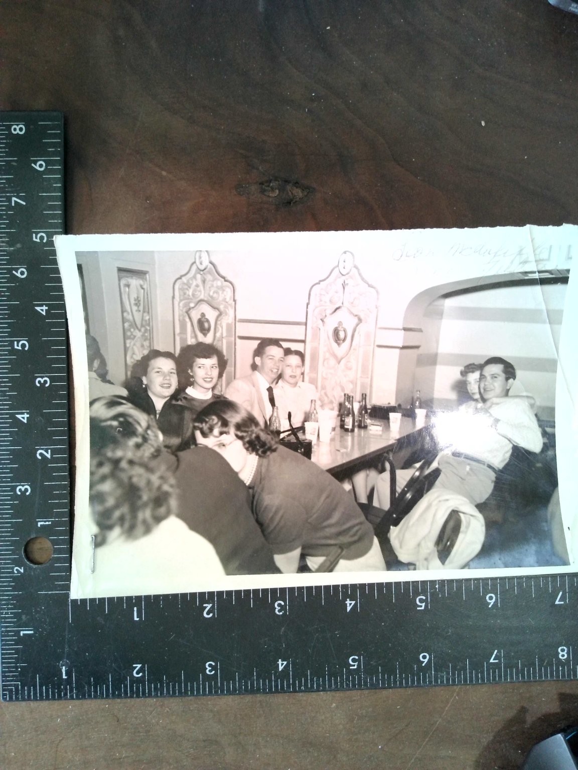 Young Adults Party 1950 Snapshot Photograph Friends Names on Back