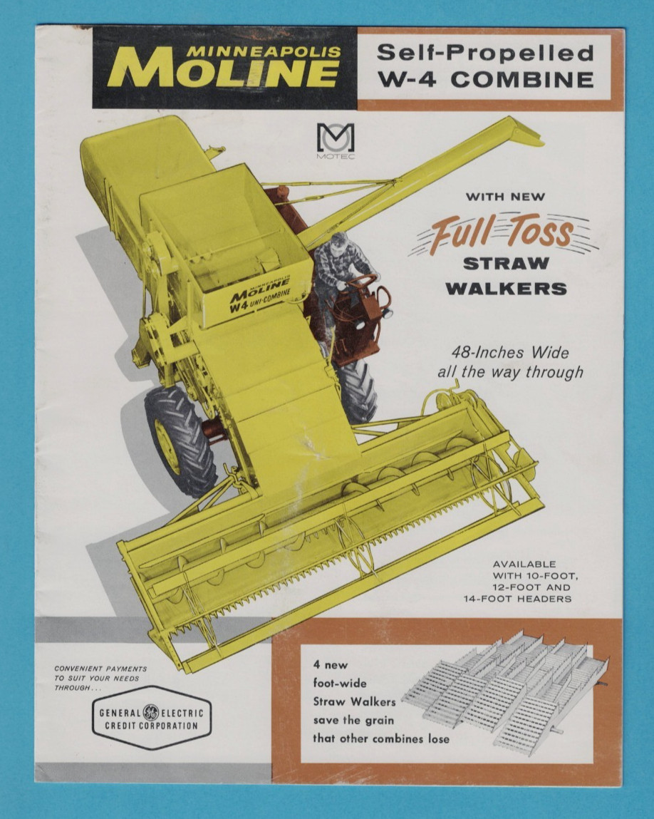 MINNEAPOLIS-MOLINE SELF-PROPELLED COMBINE 16 PAGE BROCHURE A-40 [5-62]