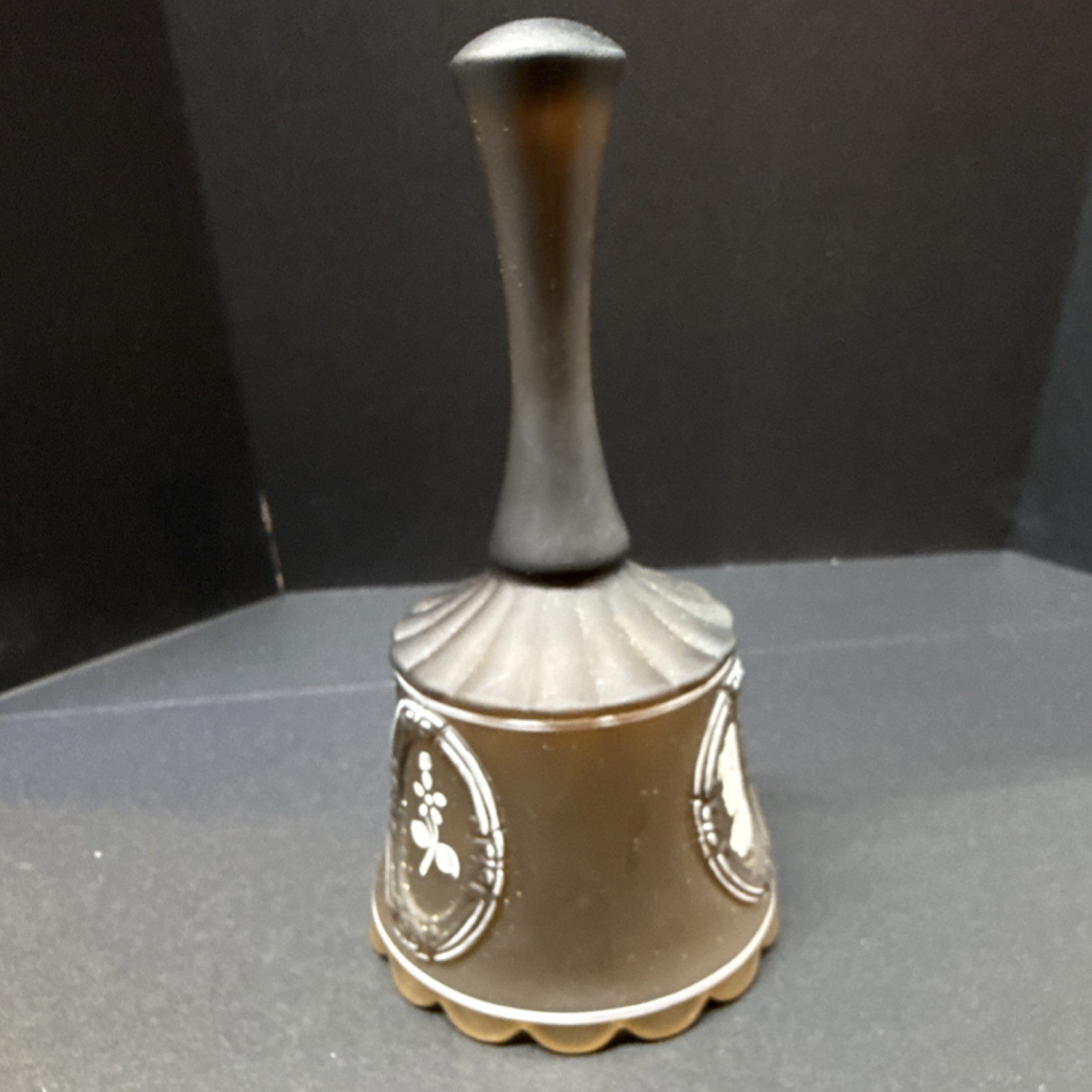 Hand Painted Satin Glass Cameo Bell Signed S. Carroll 1978 Satin-Finished