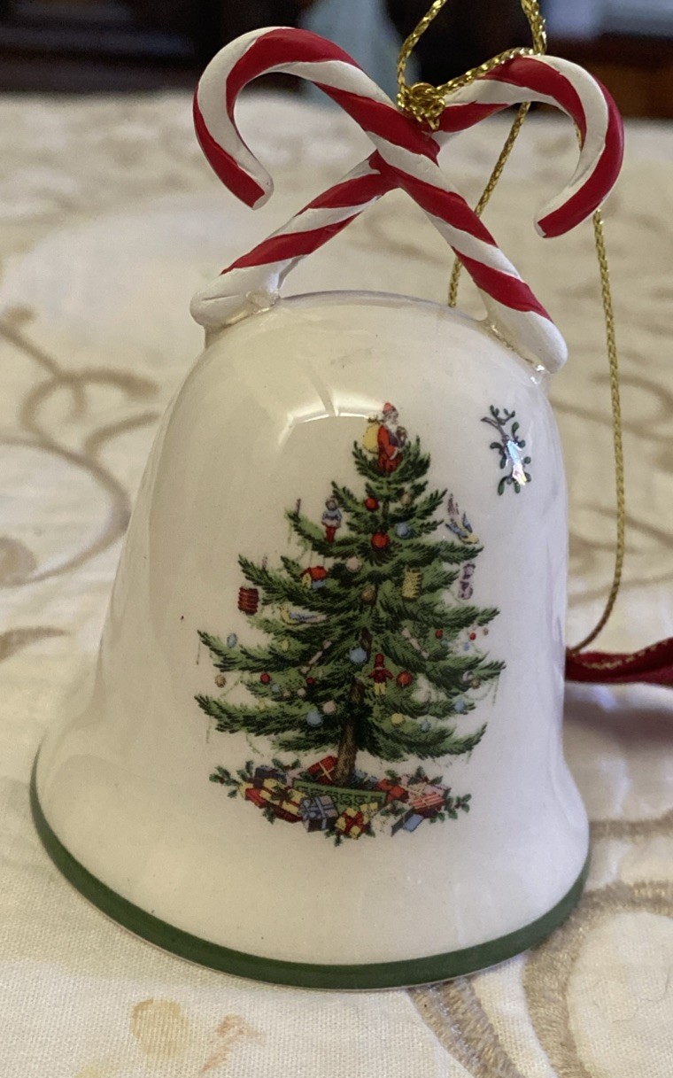 Spode Christmas Tree Candy Cane Bell Ornament New In Box