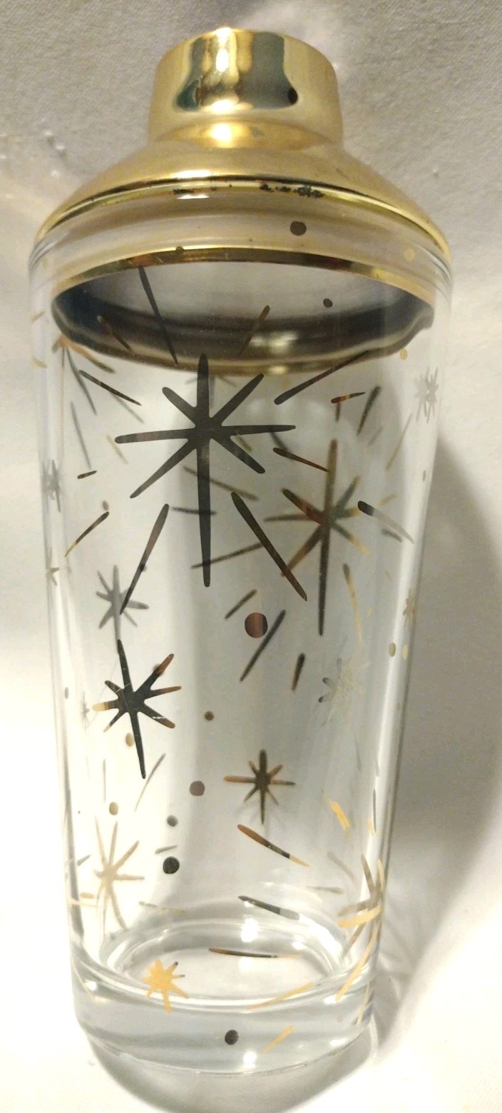 Vintage Barware Cocktail Shaker Retro Glass Design Drinks Barware AS IS B2