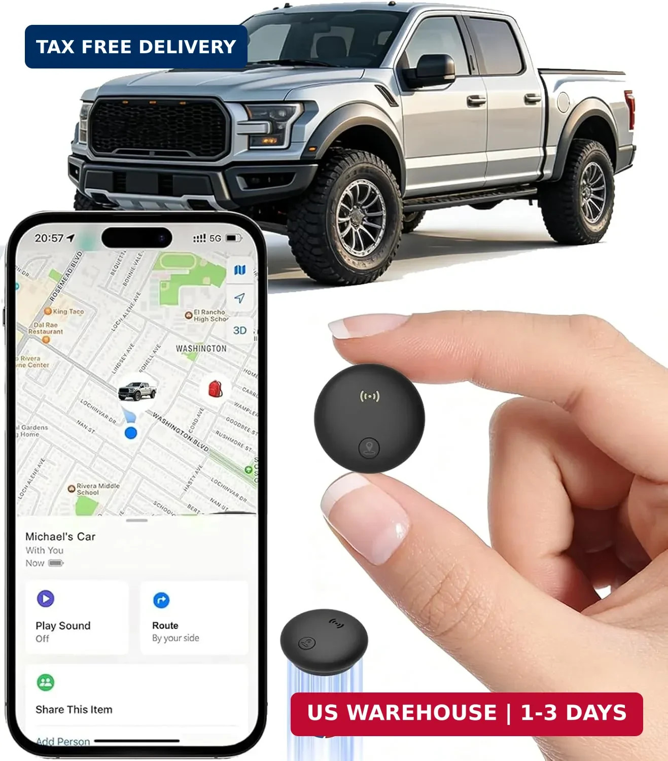 GPS Tracker for Vehicles, Real-Time Tracking for Cars w/Magnetic | No Monthly Fe