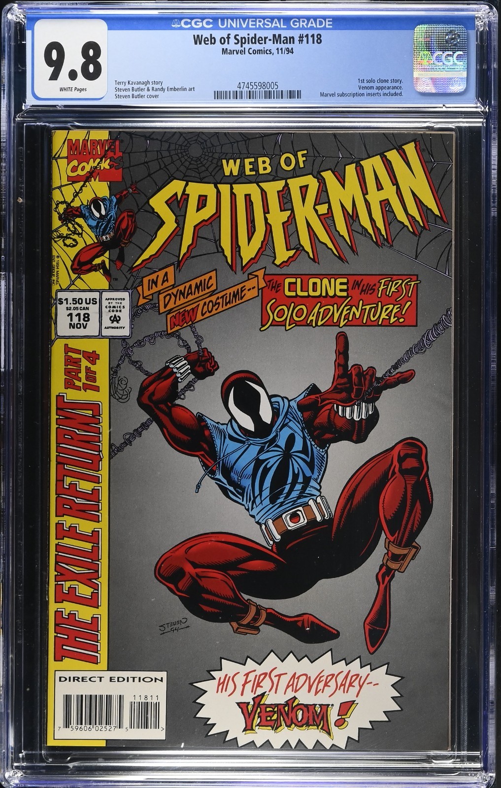 WEB OF SPIDER-MAN #118 CGC 9.8 1st SOLO Ben Reilly CLONE Scarlet Spider 1994