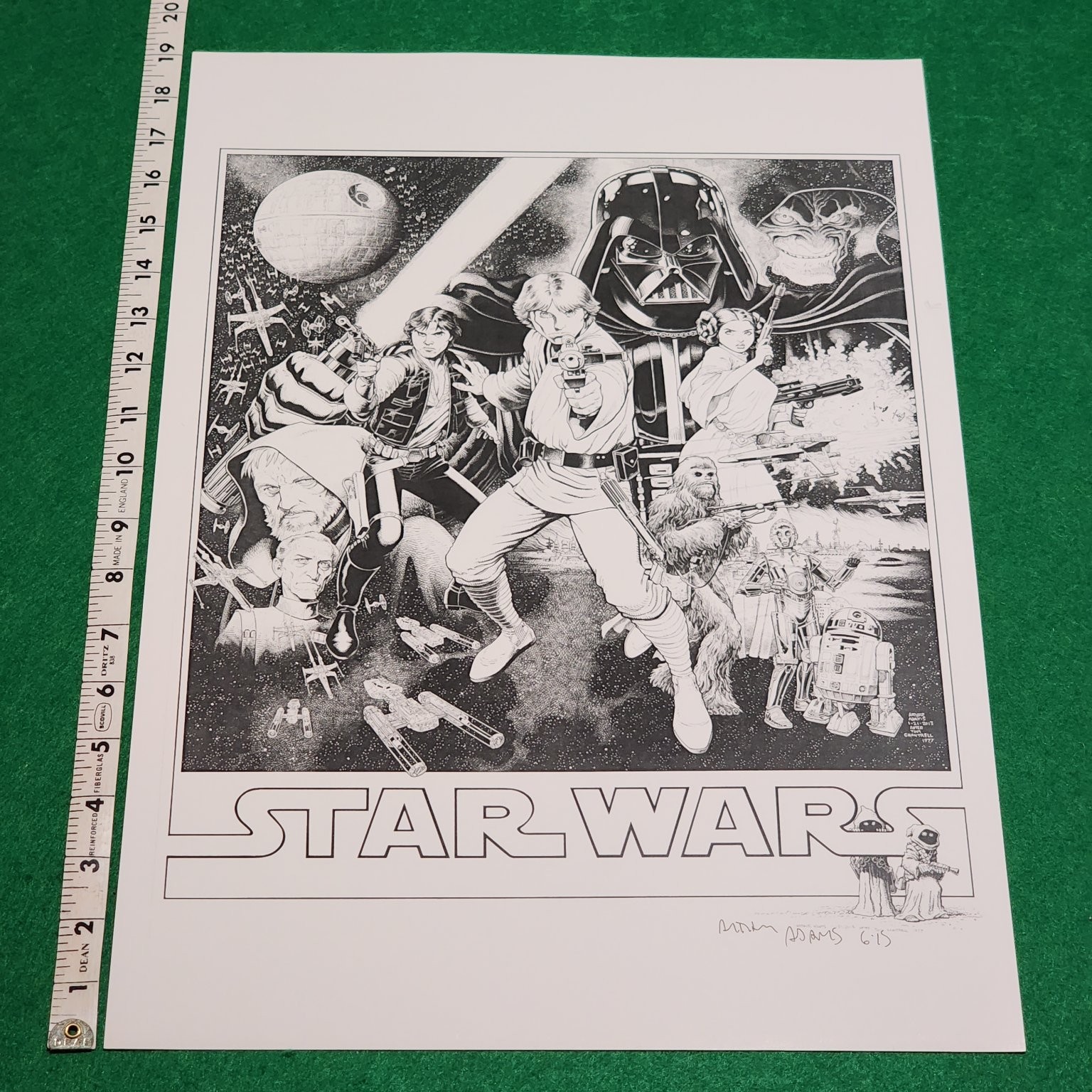 Arthur Adams Signed Star Wars #1 Comic Book Cover Art Print 2015 19×13 Marvel
