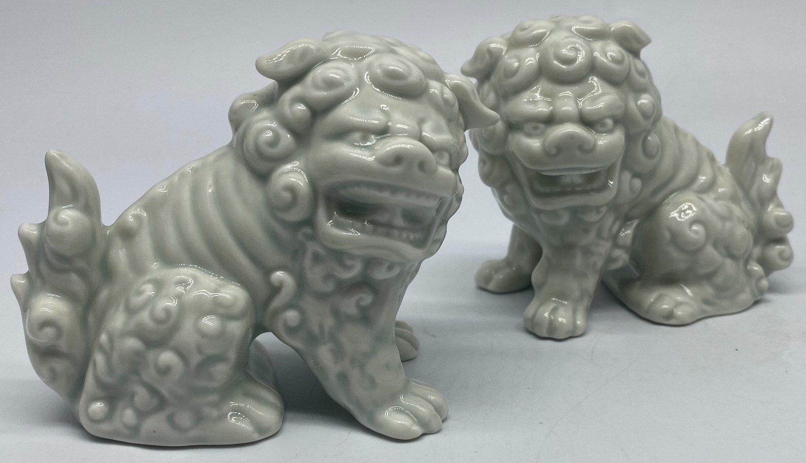 Vintage Blanc de Chine Foo Dog Salt & Pepper Shakers Porcelain Guardian Lions