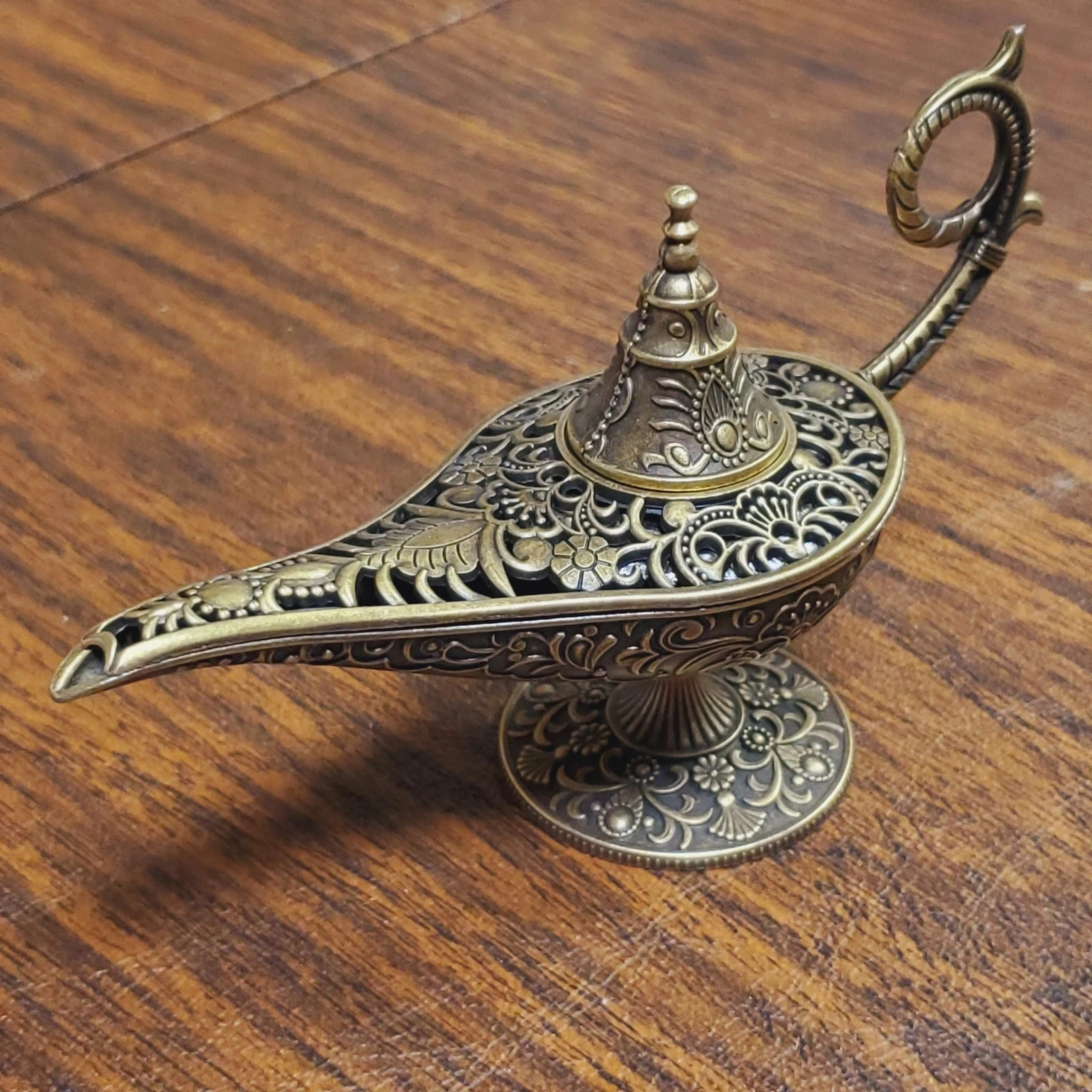 Antique Genie Lamp Decor Accents Aladdin Incense Burner Mini Brass Candle Holder