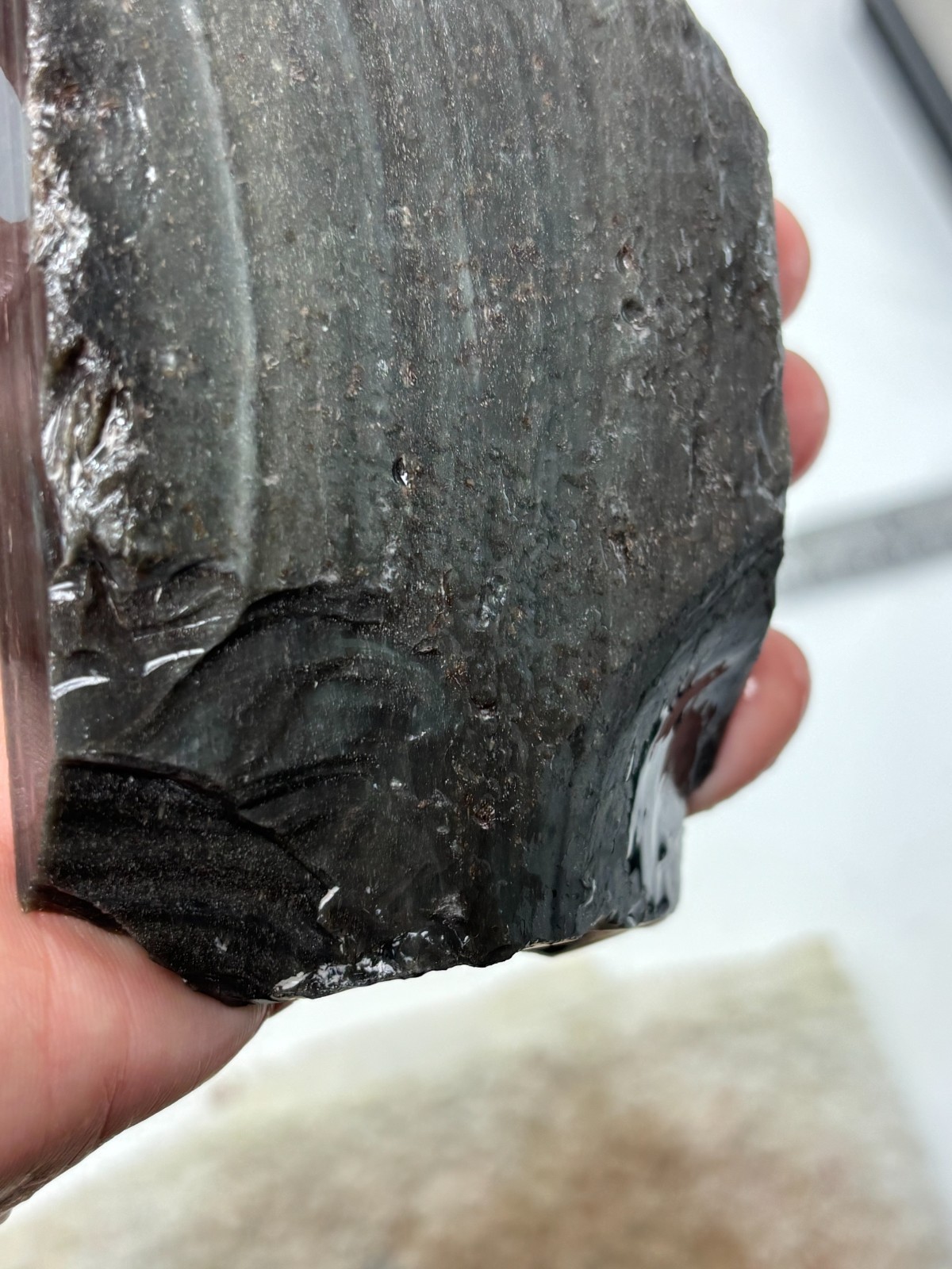 Thick Silver Sheen Obsidian end Slab Lapidary Cabbing Knapping Combo ship avail
