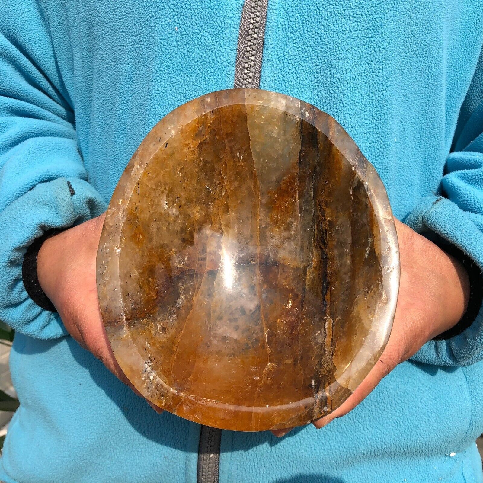 3.27 LB World Class Yellow Gum Flower Quartz Crystal Bowl Mineral – Madagascar