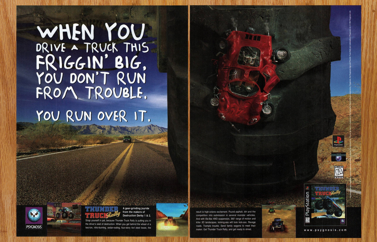 Thunder Truck Rally Destruction Psygnosis 2 Page Video Game Print Ad Poster 1997