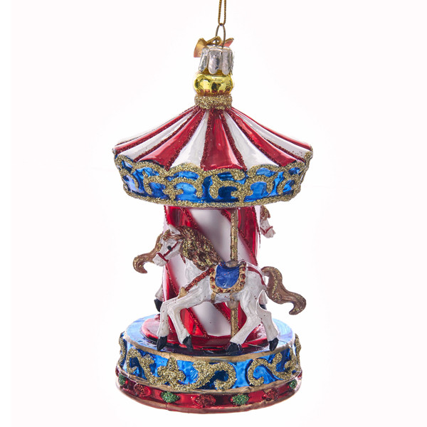 KURT S. ADLER NOBLE GEMS 4.5″ GLASS CAROUSEL CIRCUS CARNIVAL CHRISTMAS ORNAMENT