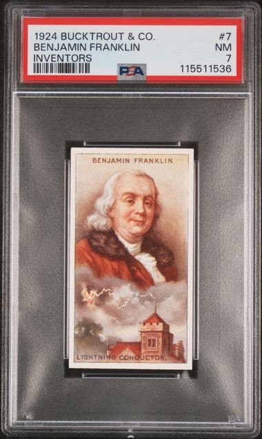 1924 BUCKTROUT & CO INVENTORS BENJAMIN FRANKLIN #7 PSA 7