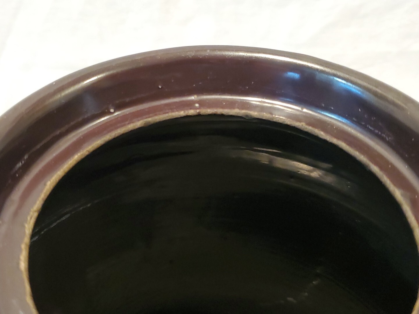 Antique Peoria Pottery Brown Crock Storage Jar 8 1/4″ Tall No Lid