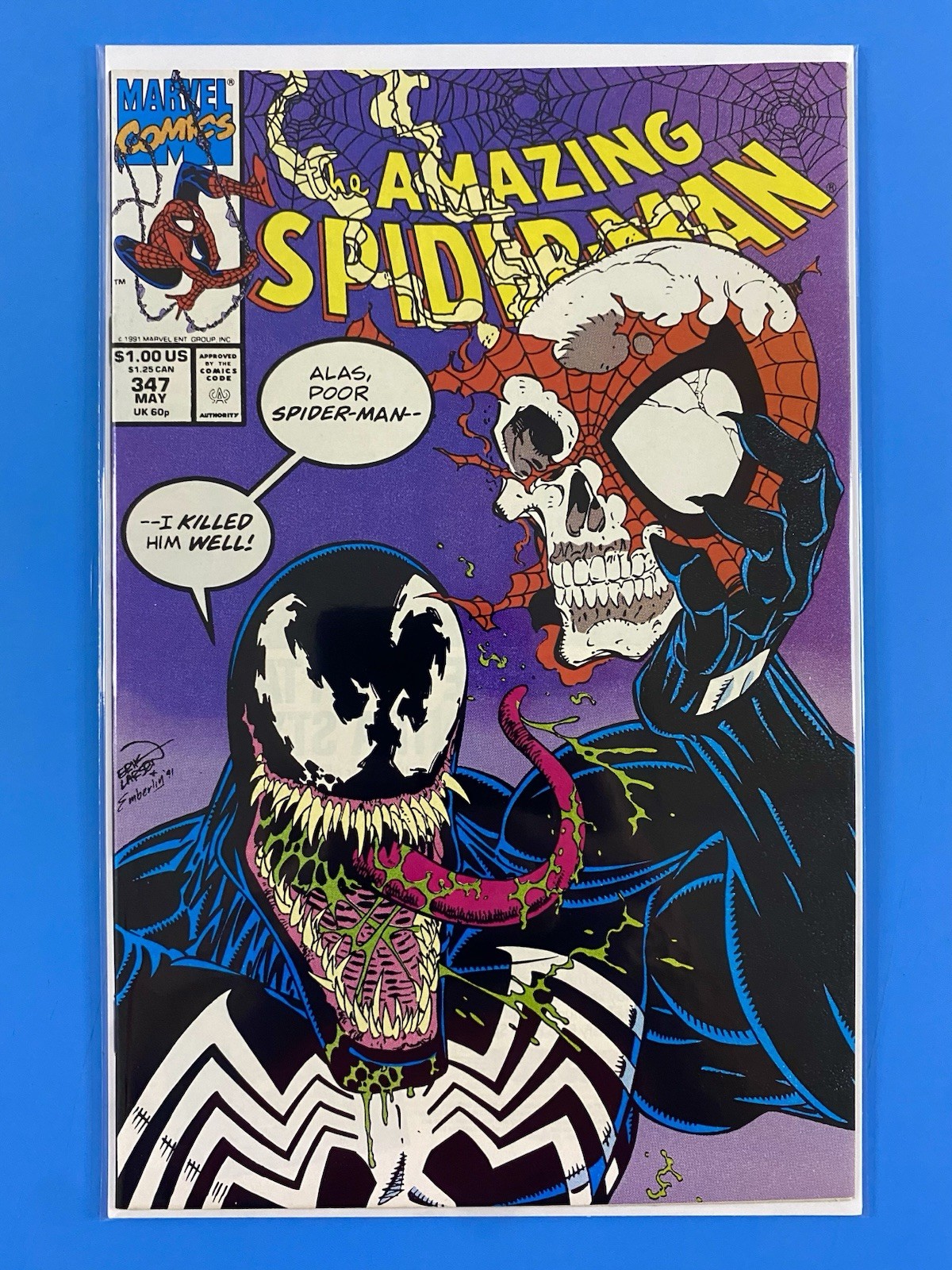 Amazing Spider-Man #347 Marvel (1991) Iconic Erik Larsen Venom Cover NM+🕷🕸️🔥