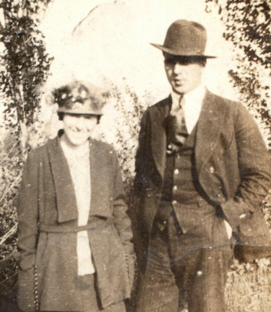 Couple Outside Posing Antique Photograph Found Photo Vintage