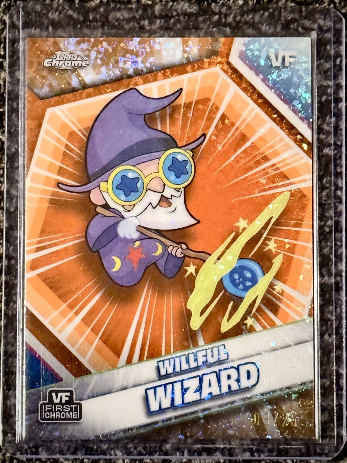 Topps Chrome VeeFriends 192 Willful Wizard Orange Mini Diamond Refractor /25