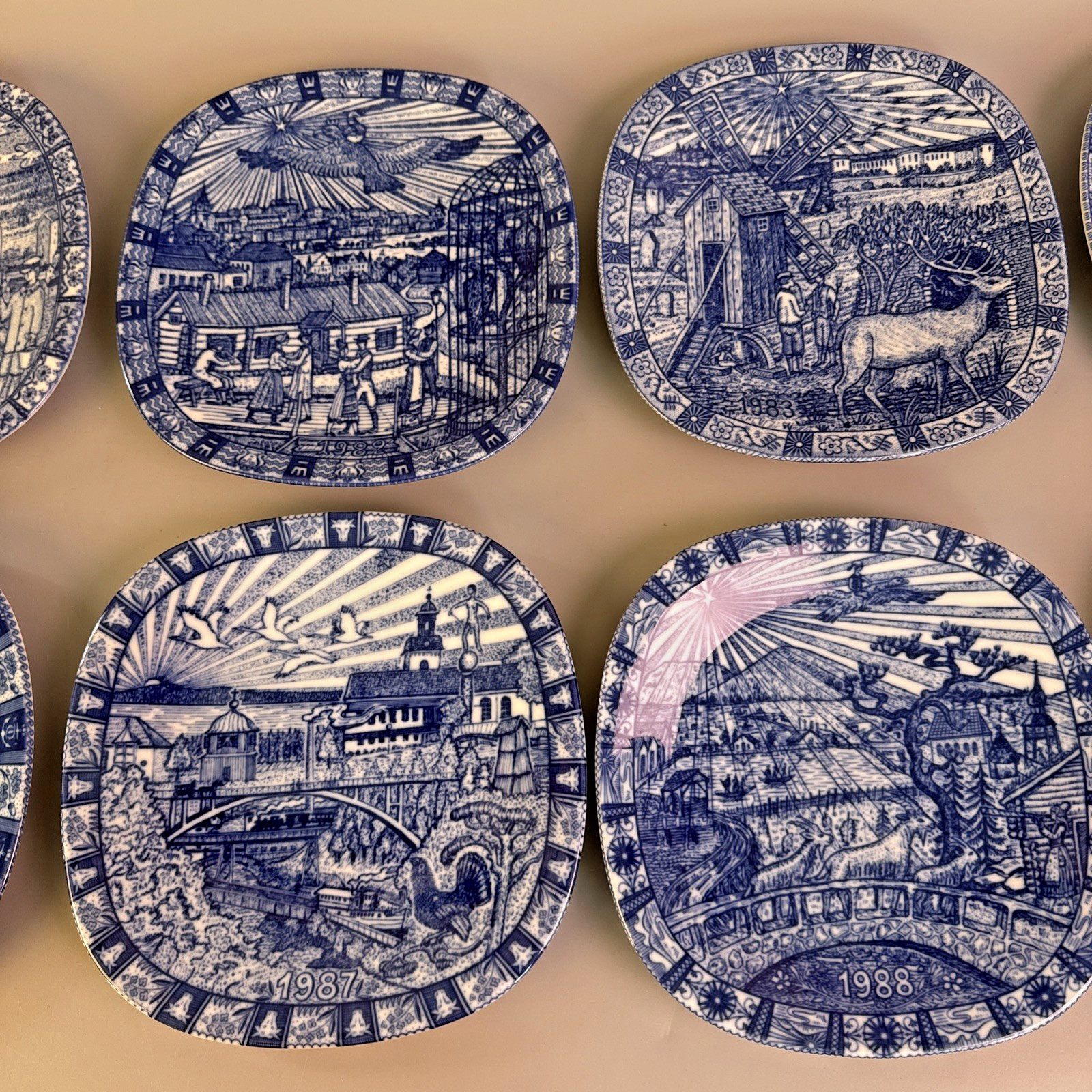 JULEN RORSTRAND Plates Lot Of 10 Sweden – Blue White Limited Edition 1980 – 89