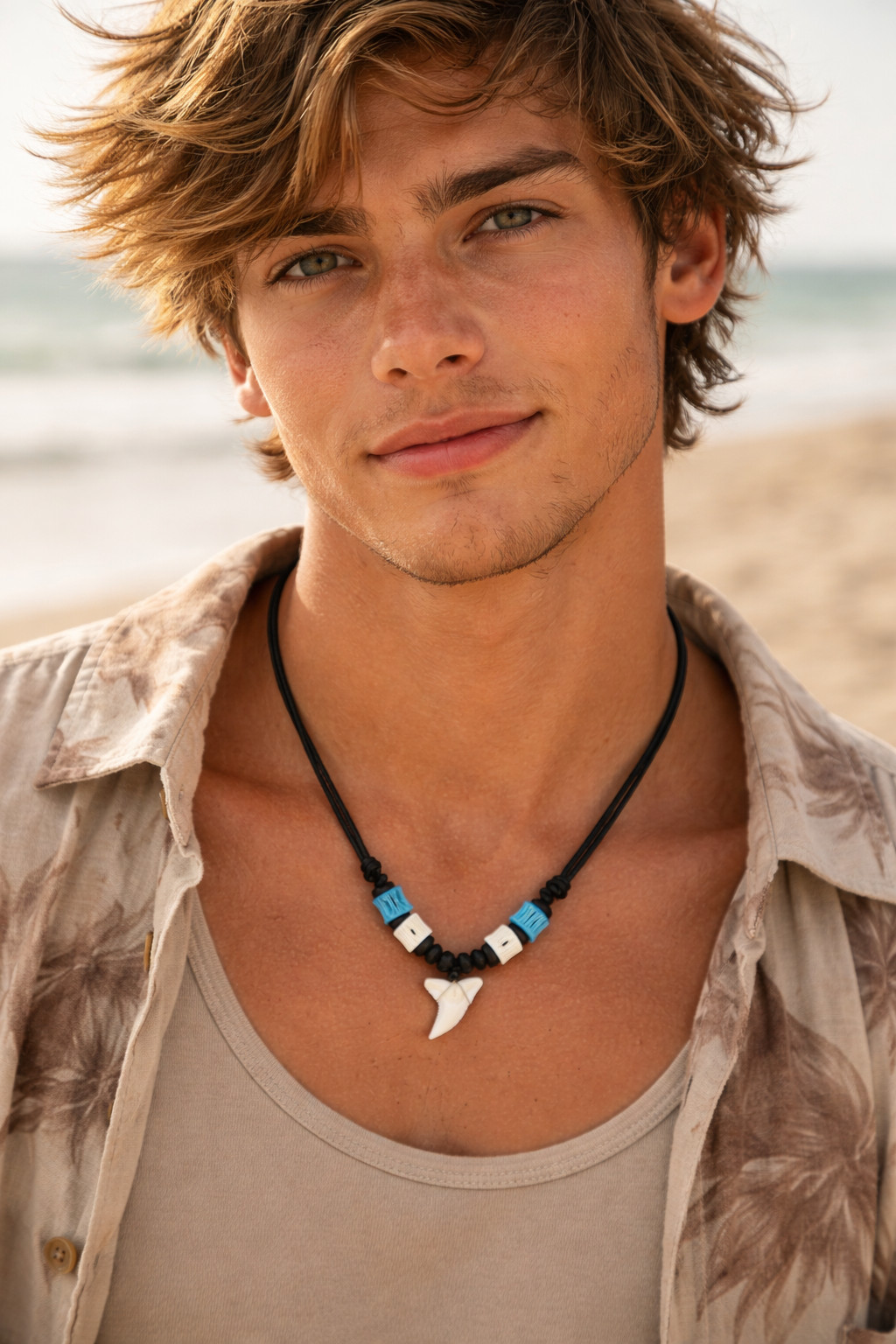 Real Shark Tooth Necklace Adjustable Surfer Beach Necklace Black Cord Unisex
