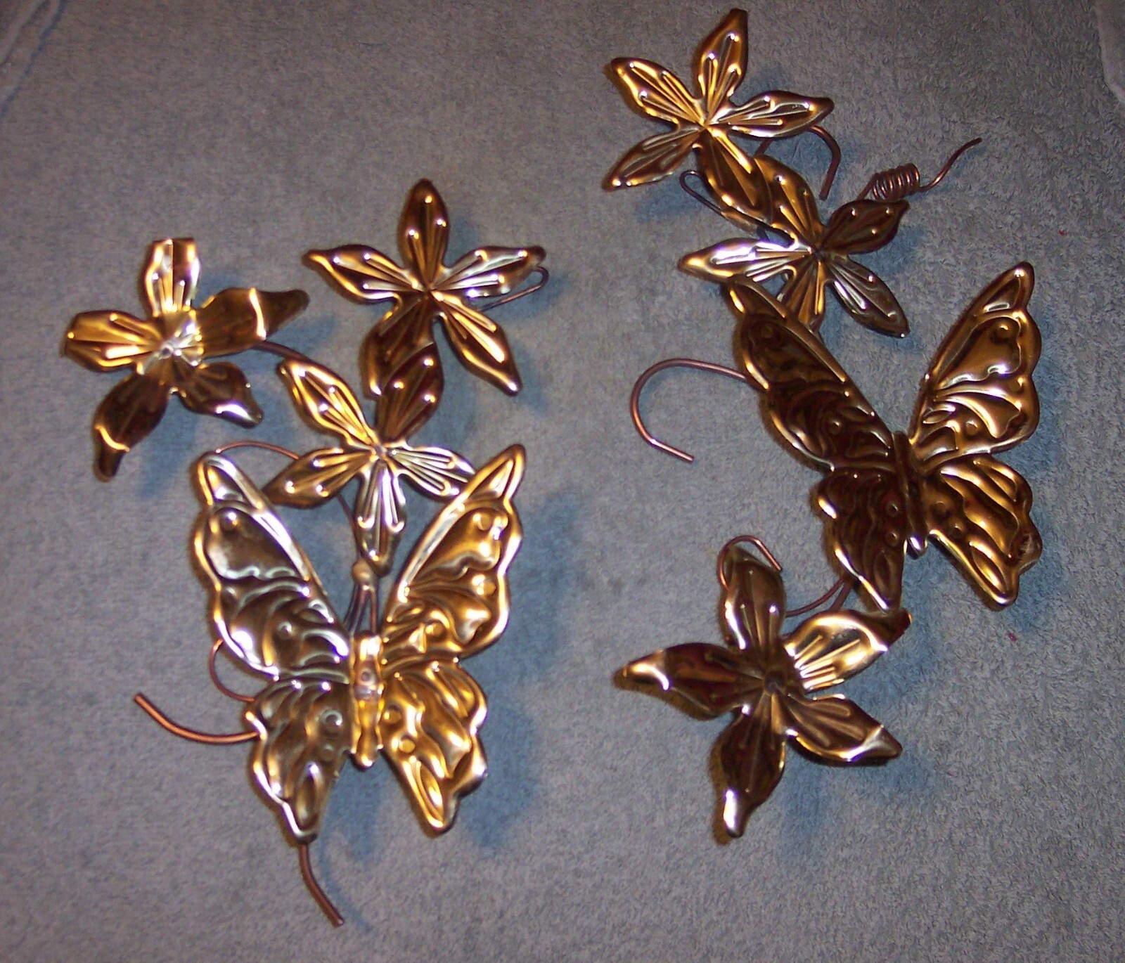 Vintage 2 Homco IHome Interior Gold Metal Flower Butterfly Wall Plaques VGUC